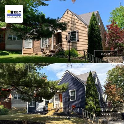 Kansas City Indigo Insulated Craneboard Siding and Window Replacement Project in Kansas City