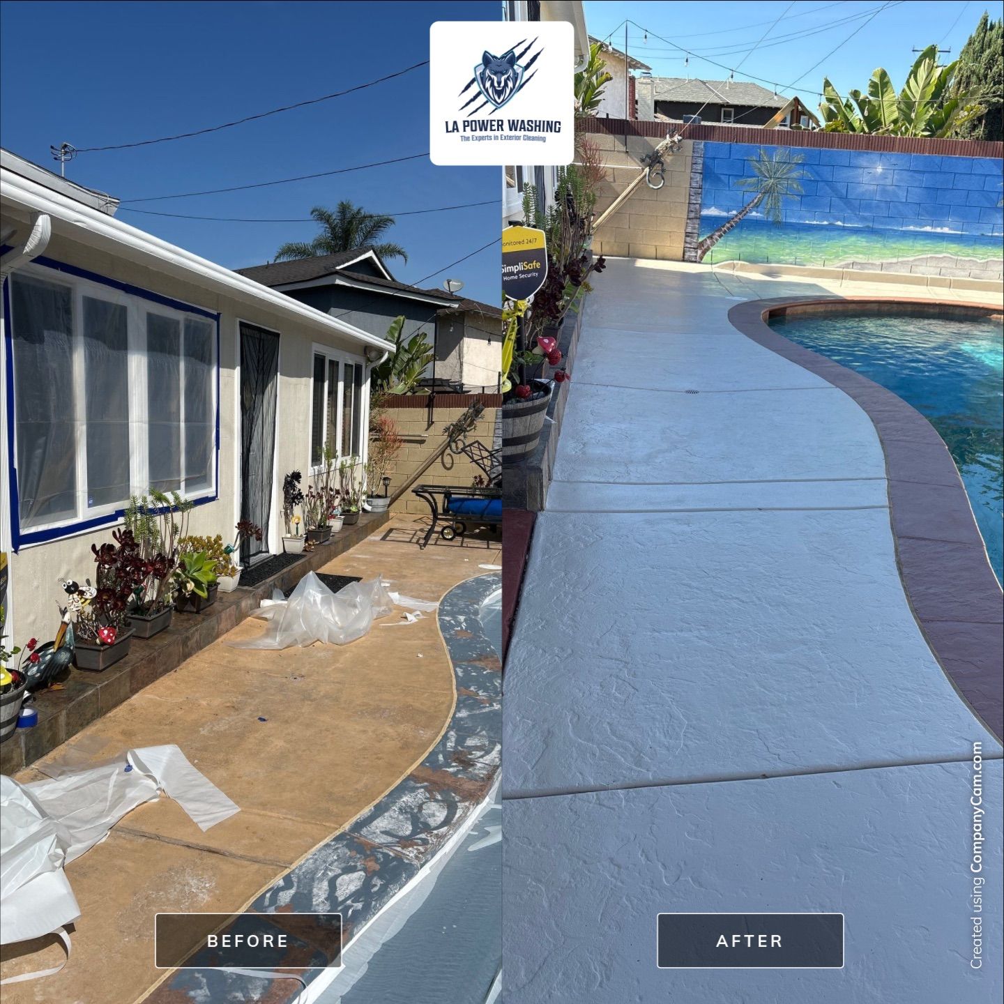 Sandblast & Staining Pool Deck by La Power Washing Inc