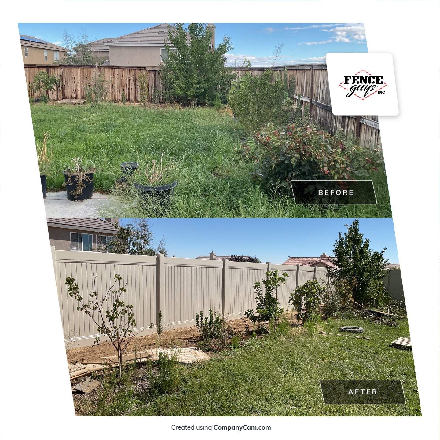 Tan Vinyl by Fence Guys Inc. 