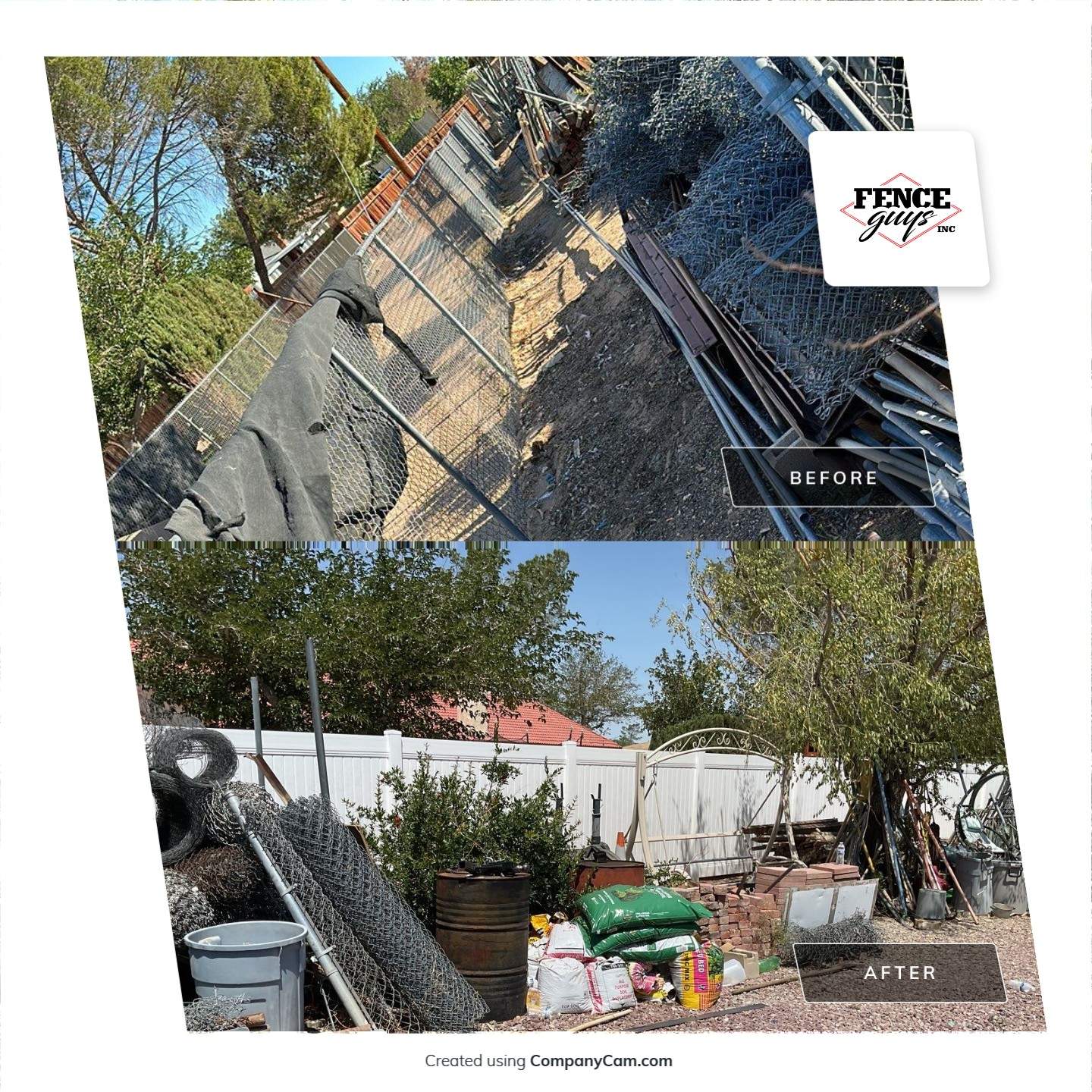 Fence replacement using 6ft and 4ft vinyl  by Fence Guys Inc. 