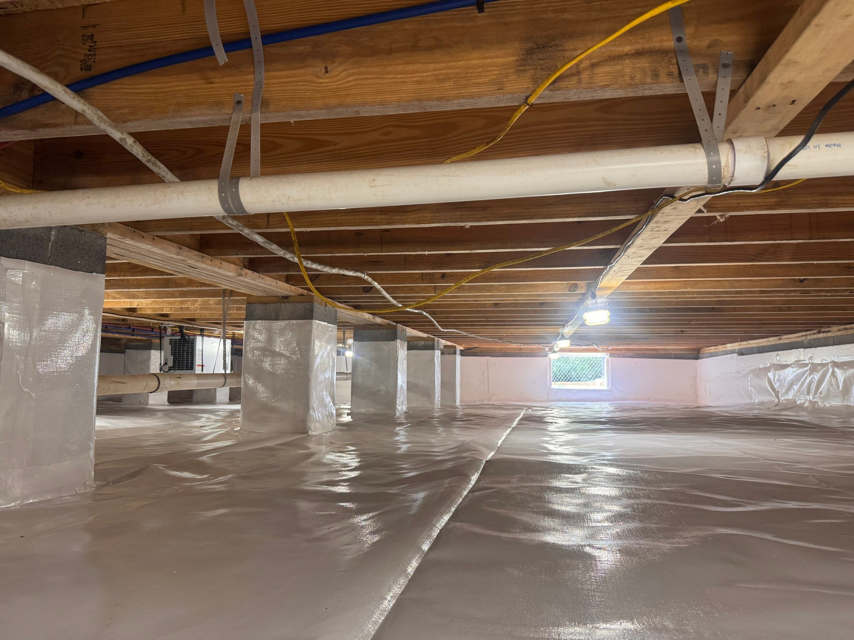 Premium Encapsulation with 20Mil, Borafoam insulation and Light System. by Impact Crawlspace