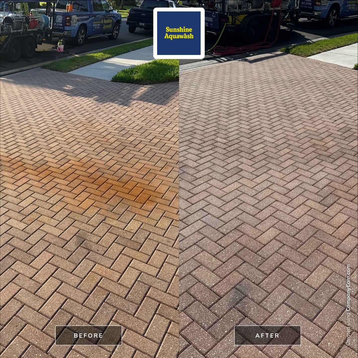 Paver Driveway & Rust Stain Removal – Oakleaf Hammock Community, Ellenton, FL by Sunshine AquaWash