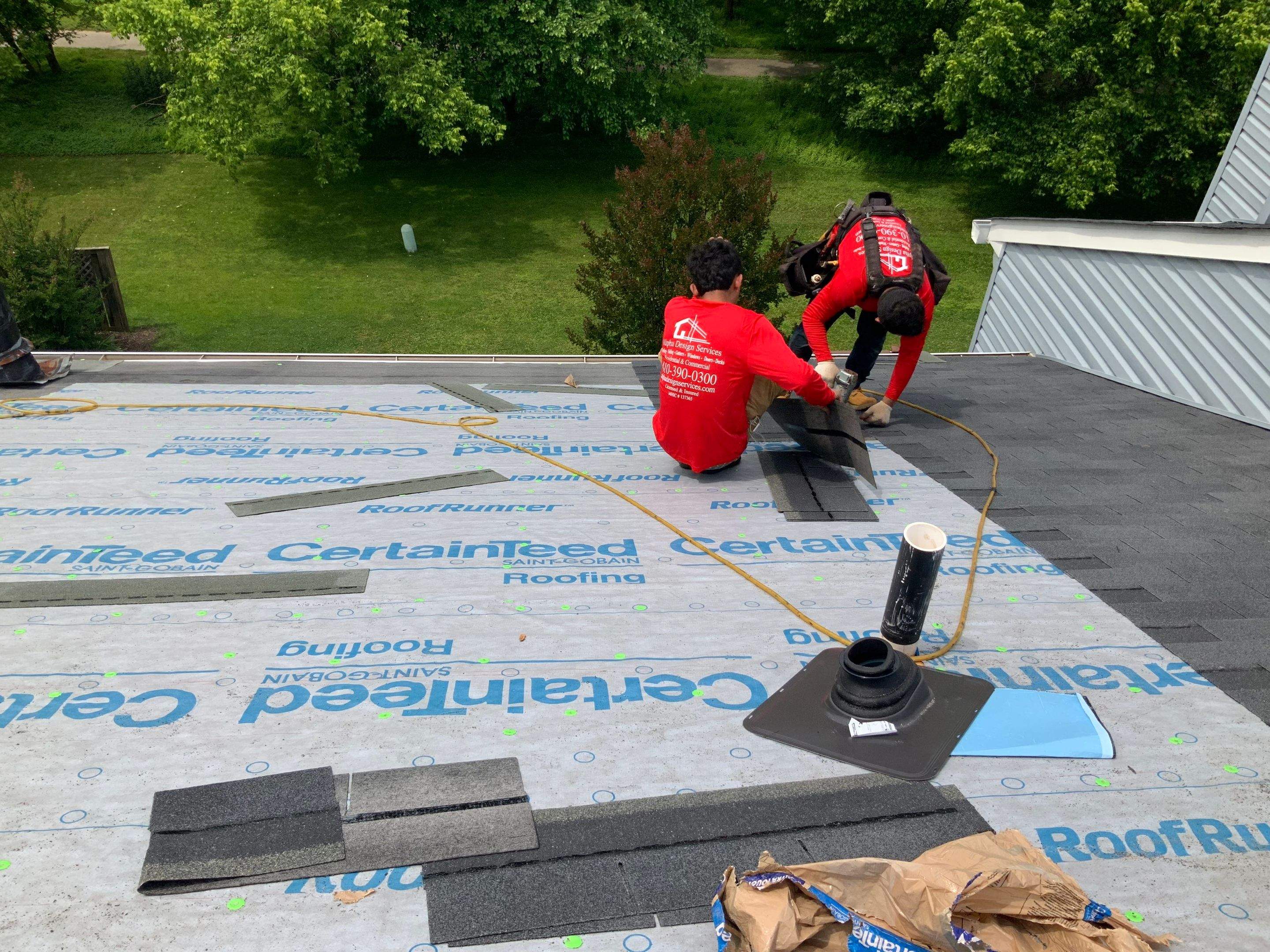 Residential Roofing Installation using XT-25 Color Moire Black by Alpha Design Services