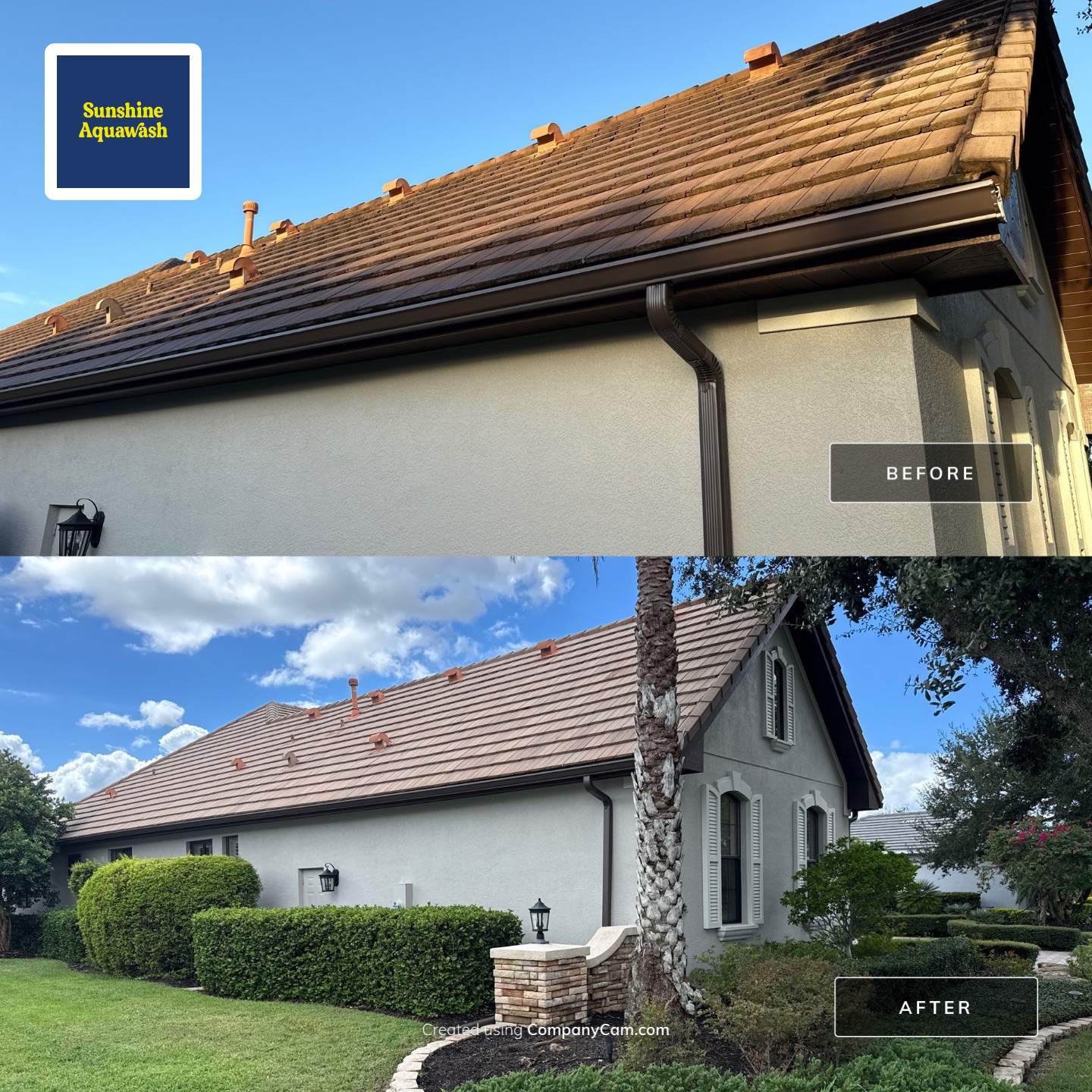 Tile Roof, Paver Pool Deck & Flowerbed Curbing Cleaning | Winding River Bradenton, FL Transformation by Sunshine AquaWash