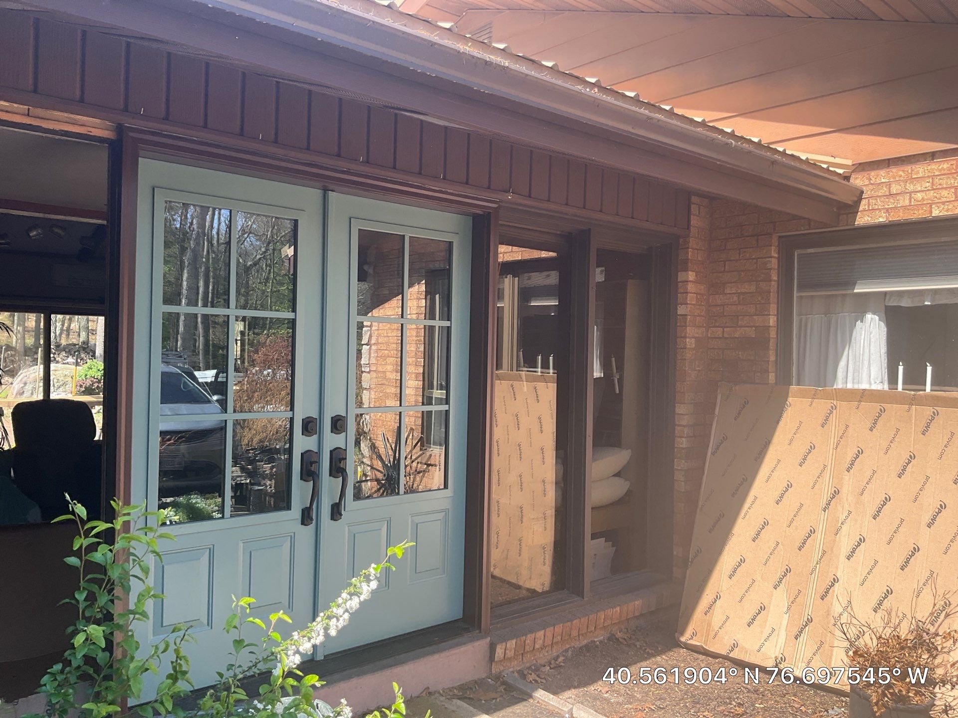 Sage Green Entry Door Replacement and Window Installation in Lykens by Esh Builders