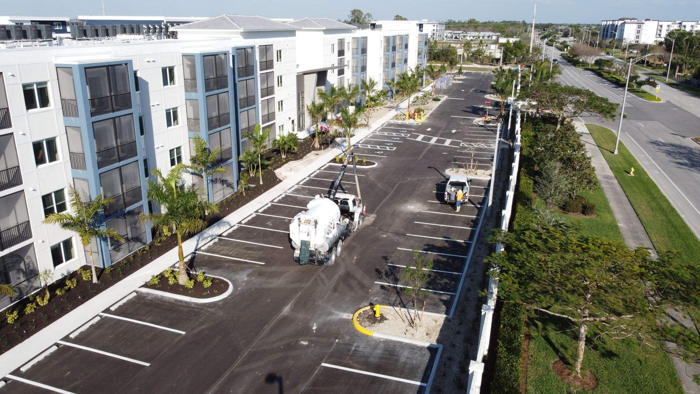 New Construction Apartment Complex Stormwater System and Sewer System Cleaning by Don Mar, Inc. Storm Water Solutions