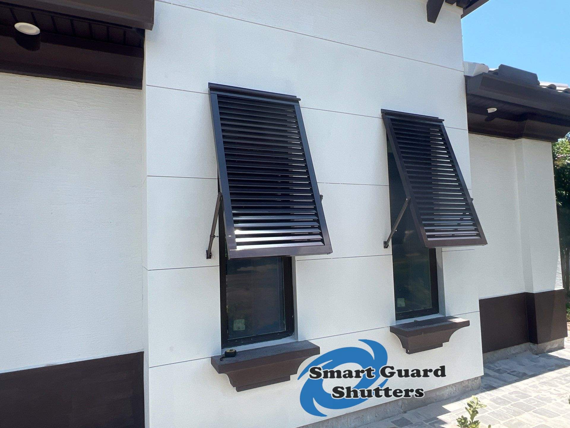 Decorative Bahamas in Grey Brown by Smart Guard Shutters