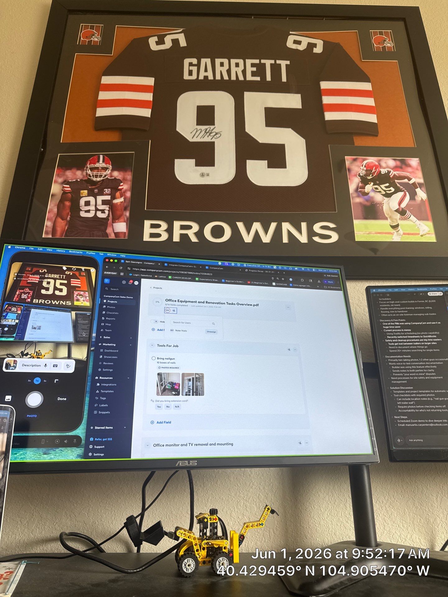 Custom Home Office Setup Featuring New French Doors and Windows by CompanyCam Sales Demo