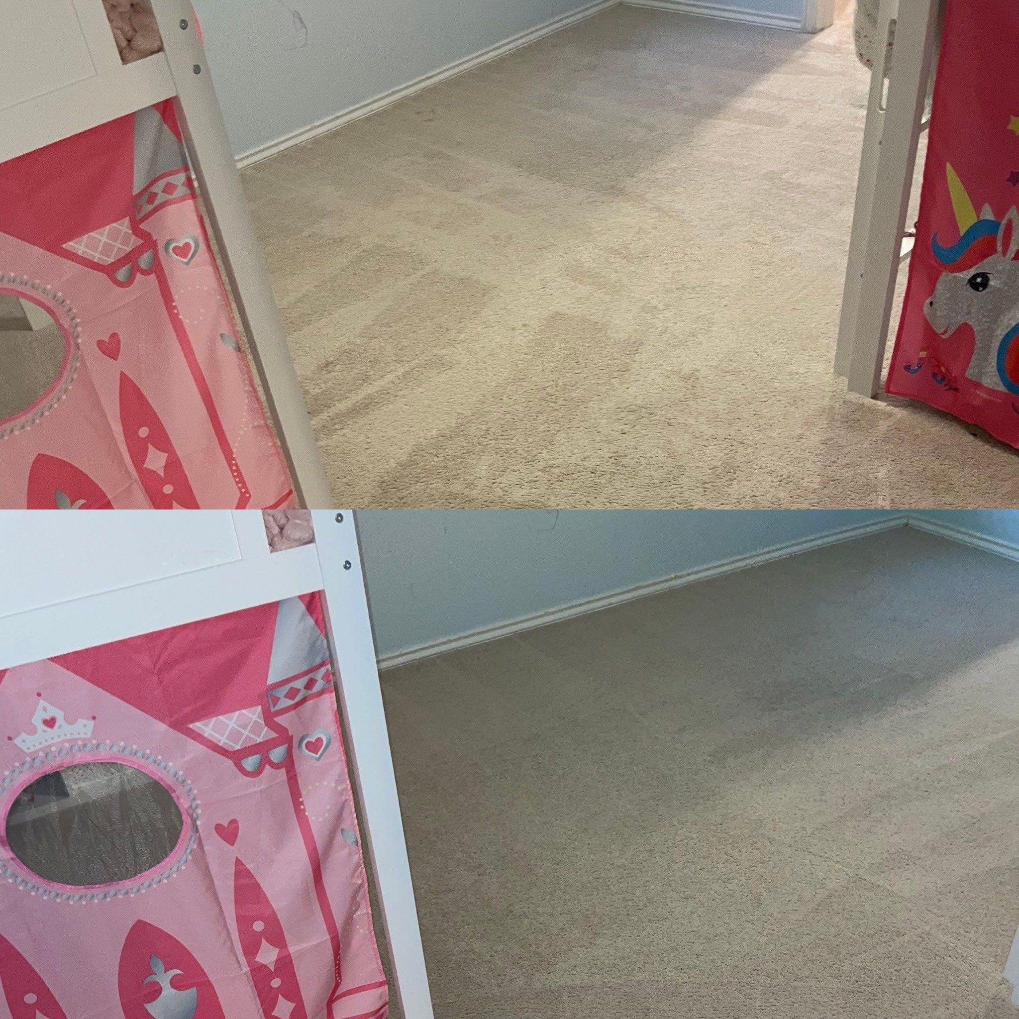 the carpet is being deep cleaned and refreshed with a focus on removing stains and dirt from the surface