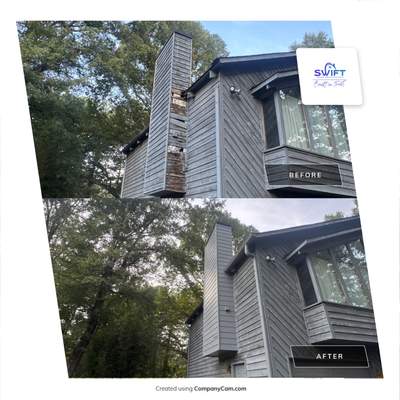 Chimney Chase Siding Replacement and Exterior Painting in Cartersville by Swift Home Renovations 
