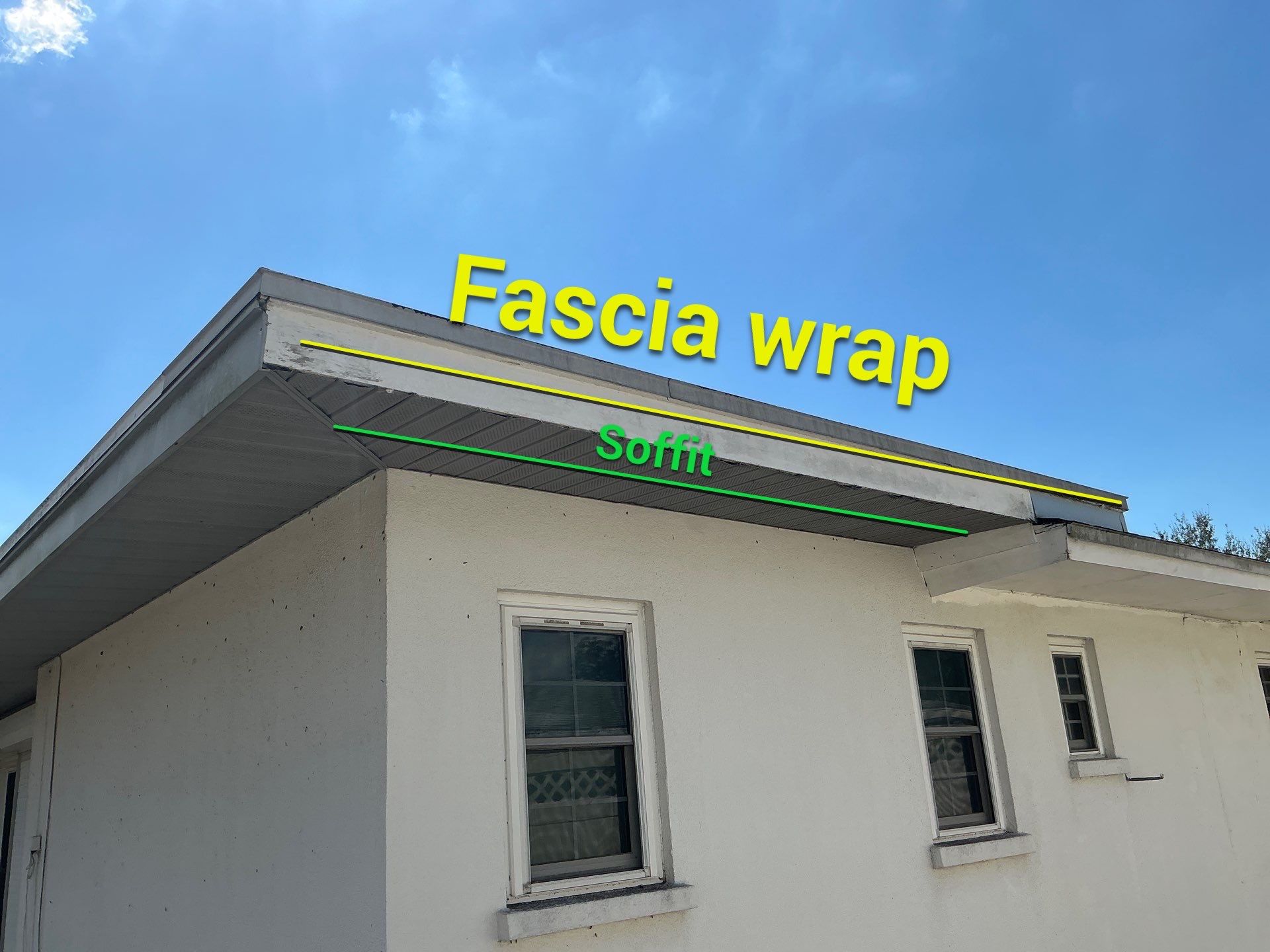Soffit and Fascia Installation using White Soffit in Sarasota Fl by Gutter Professors