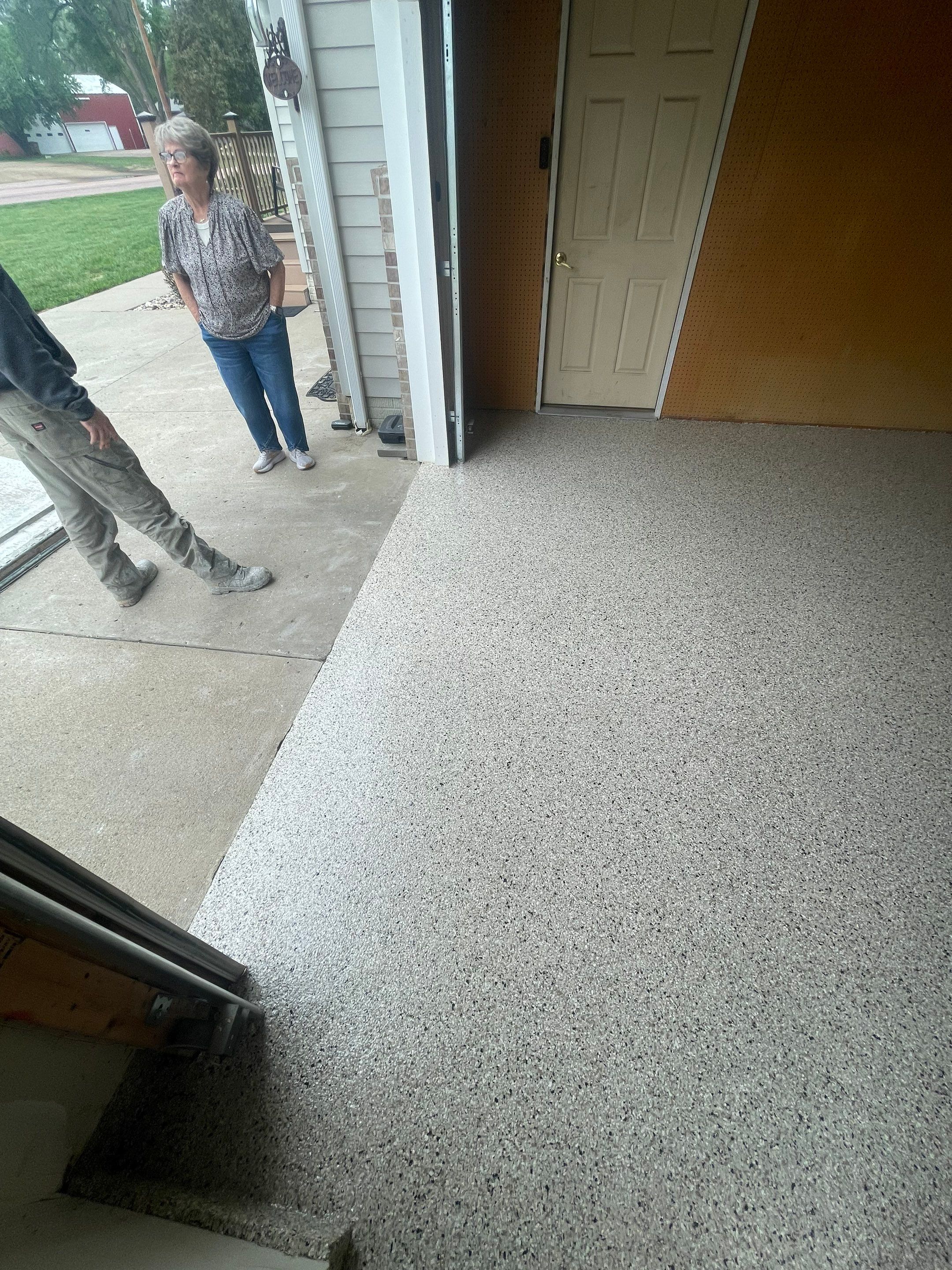 Speckled Epoxy Floor Coating Installation for Centerville Residential Garage by Select Painting, Coatings & Garage Cabinets