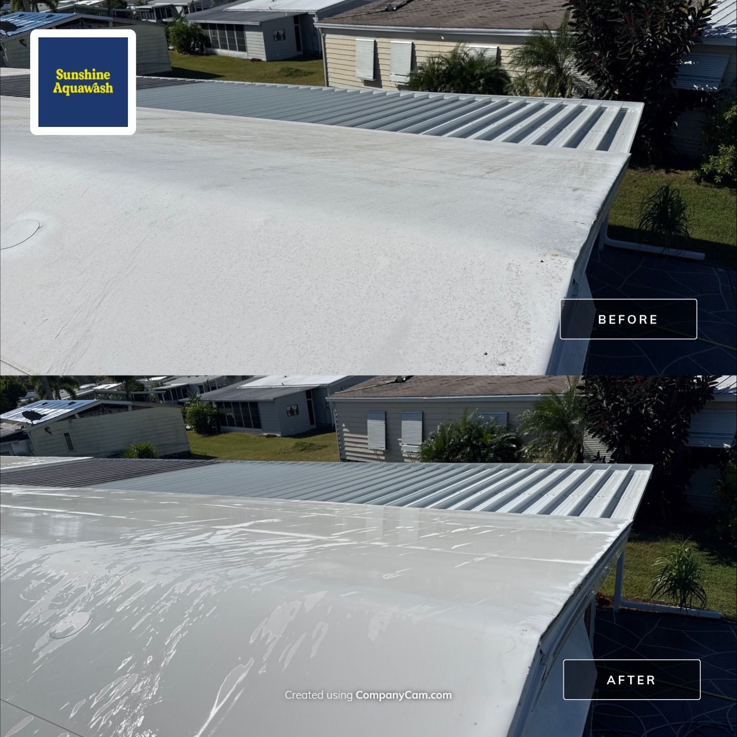 TPO Membrane Mobile Home Roof Cleaning Parrish, FL by Sunshine AquaWash