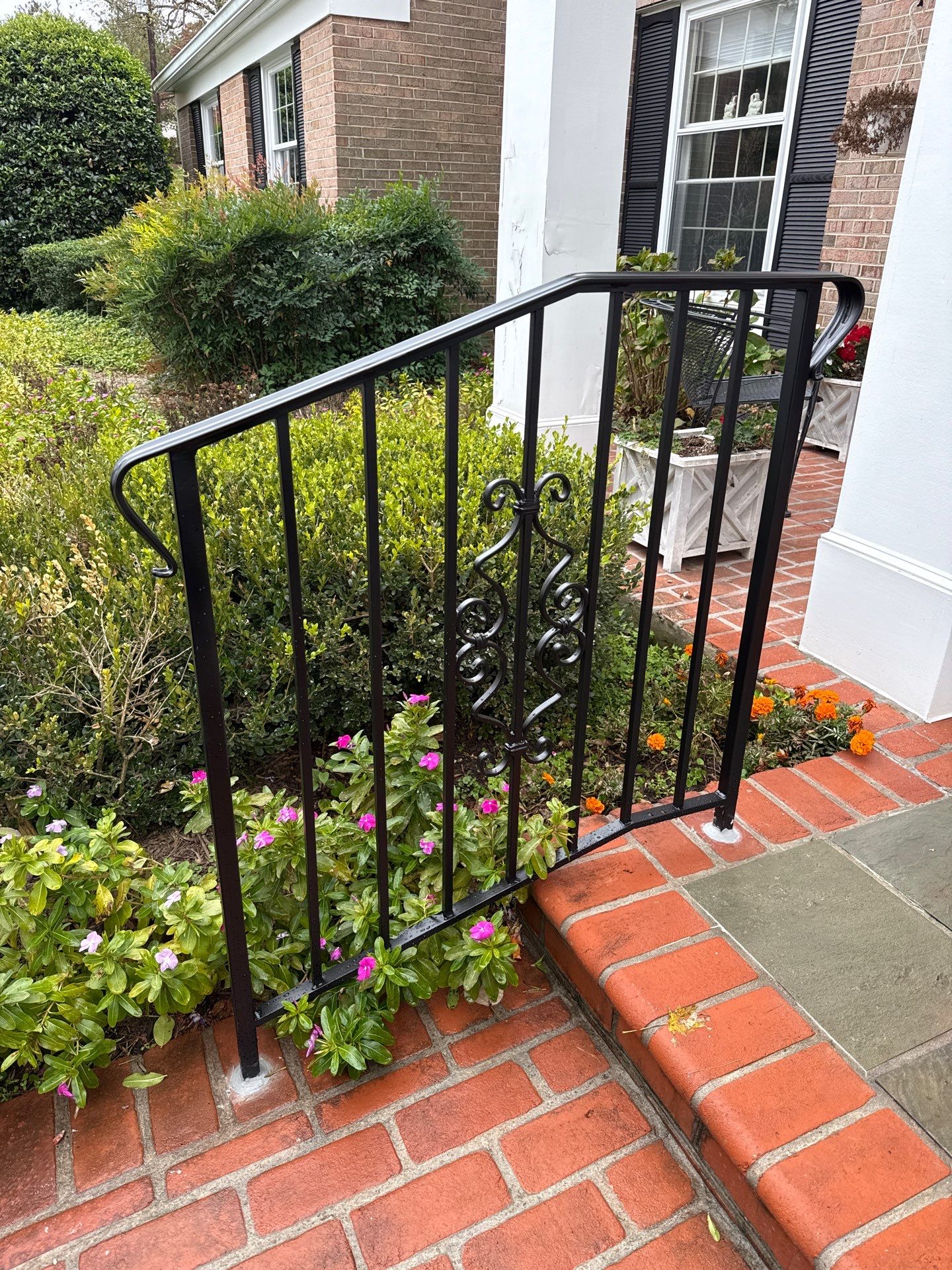 Wrought Iron Handrail Installation for Potomac Brick Entryway by Capitol Iron Works
