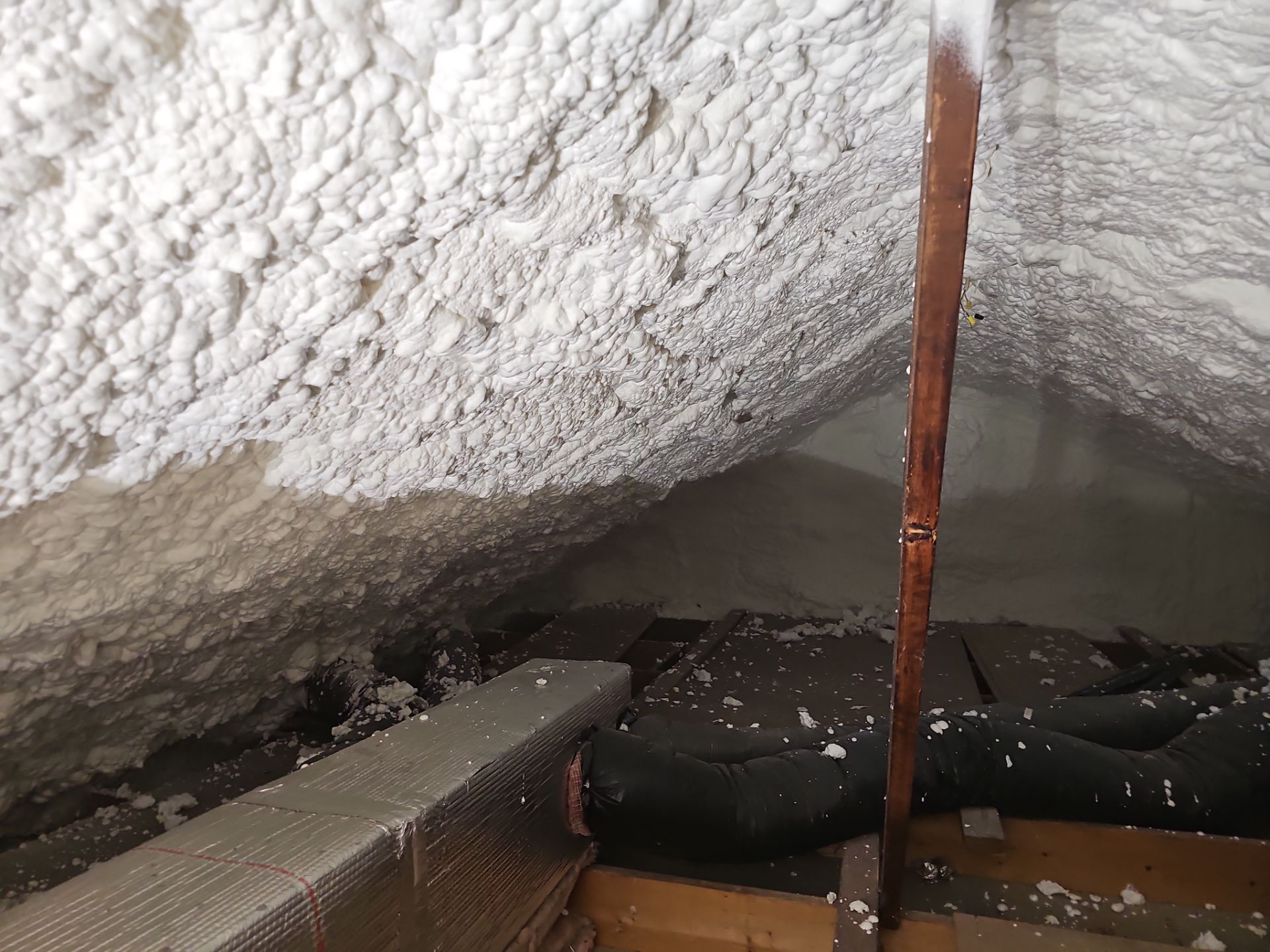 Attic Insulation using open cell spray foam by NYS Foam & Energy