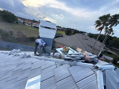 Winter Park Concrete Tile Roof Replacement and Chimney Flashing Installation