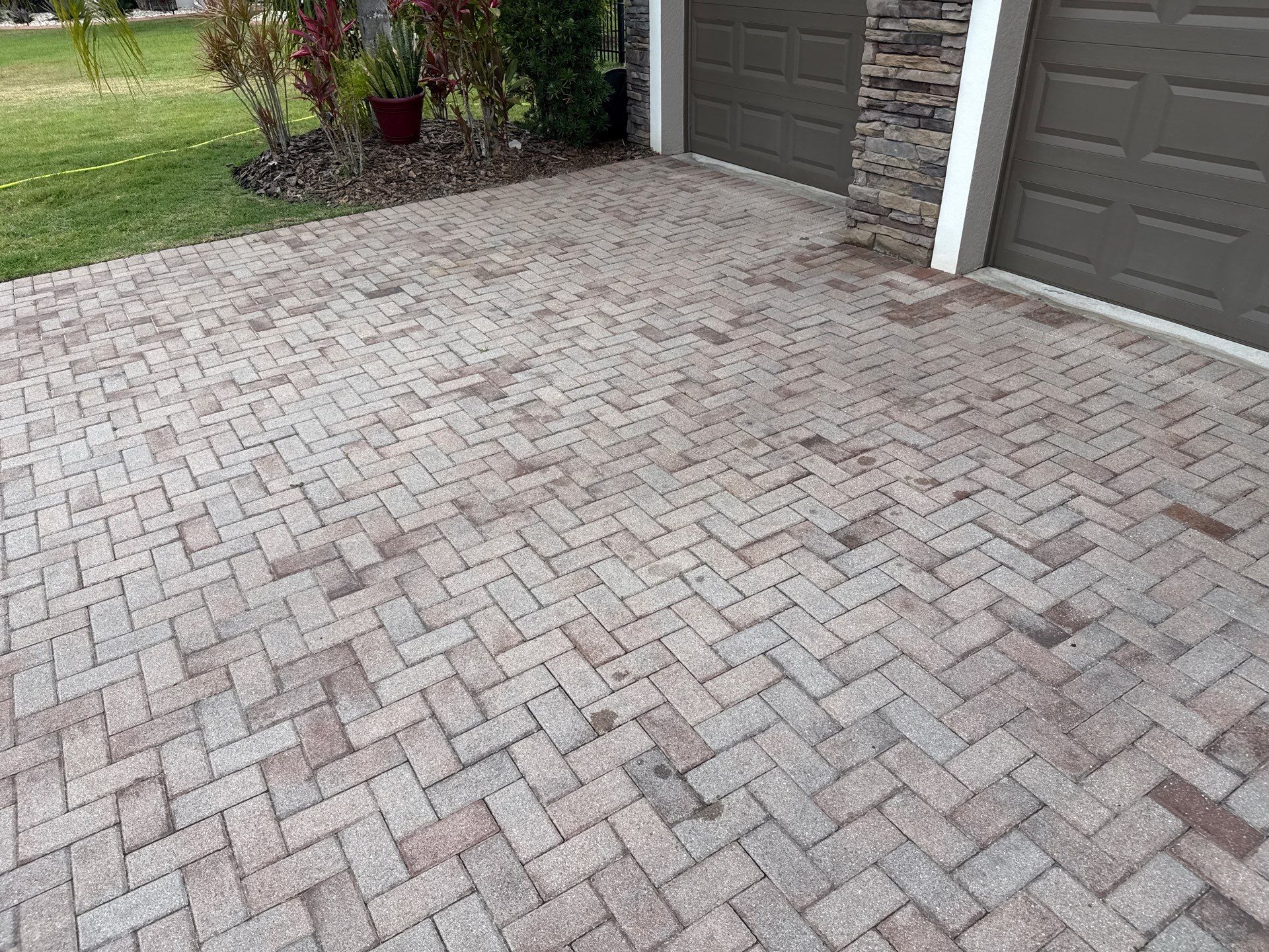 3-Car Paver Driveway & Entryway Cleaning | Oakleaf Hammock Community, Ellenton, FL by Sunshine AquaWash
