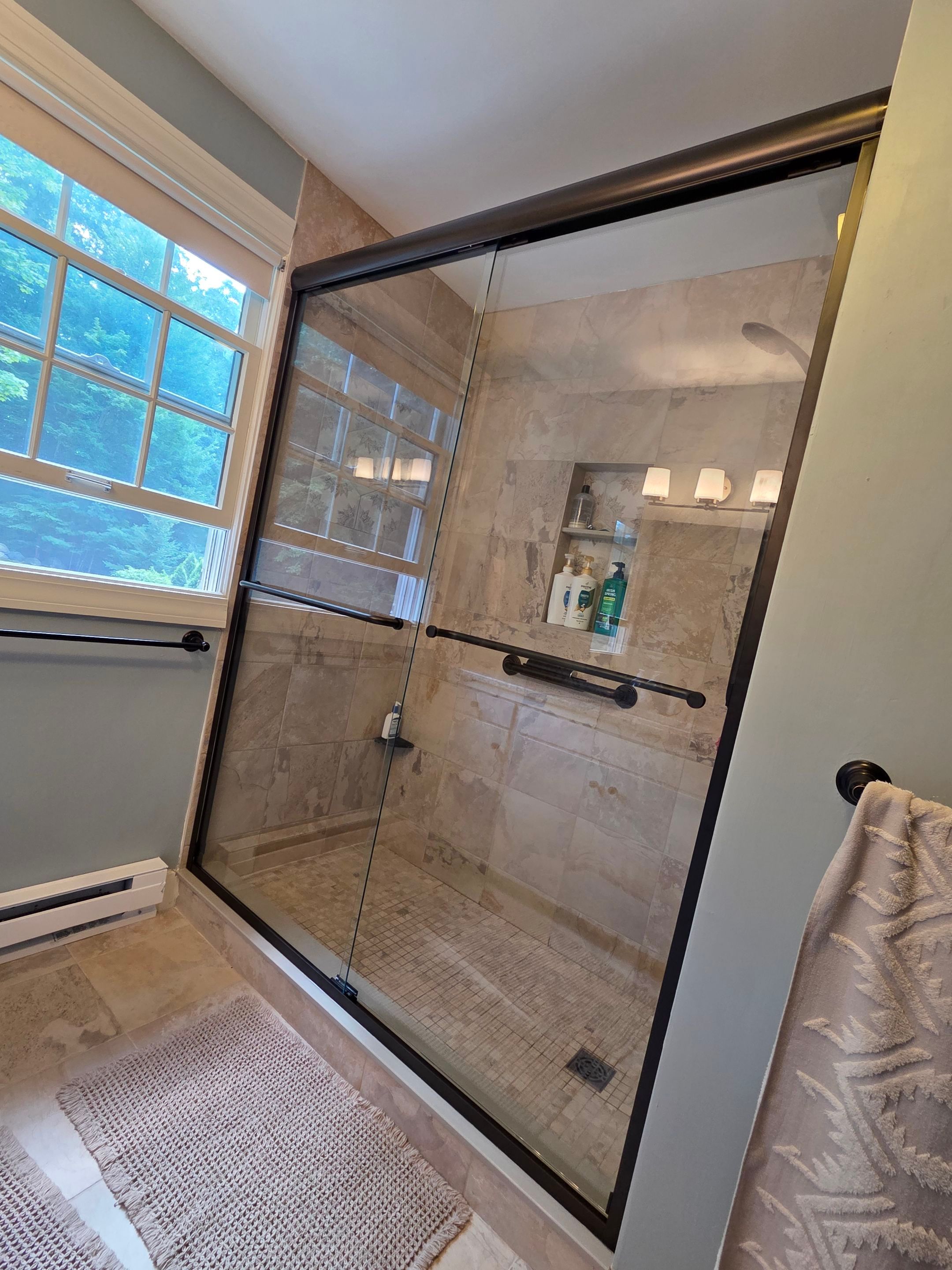 Bathroom Remodel using Alumax Shower by Cheshire Glass Company