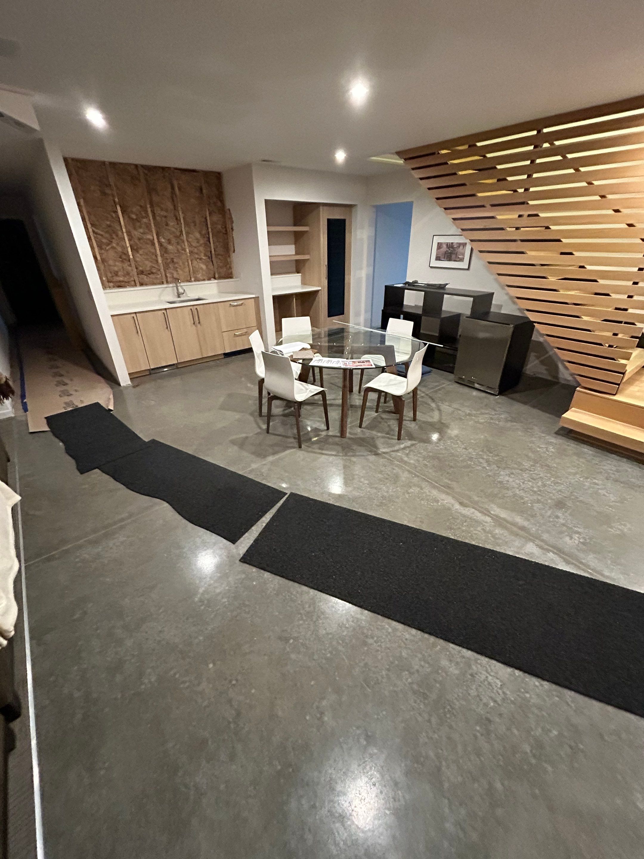 Basement Remodel using Engineered White Oak by RTBaldwin Hardwood Floors
