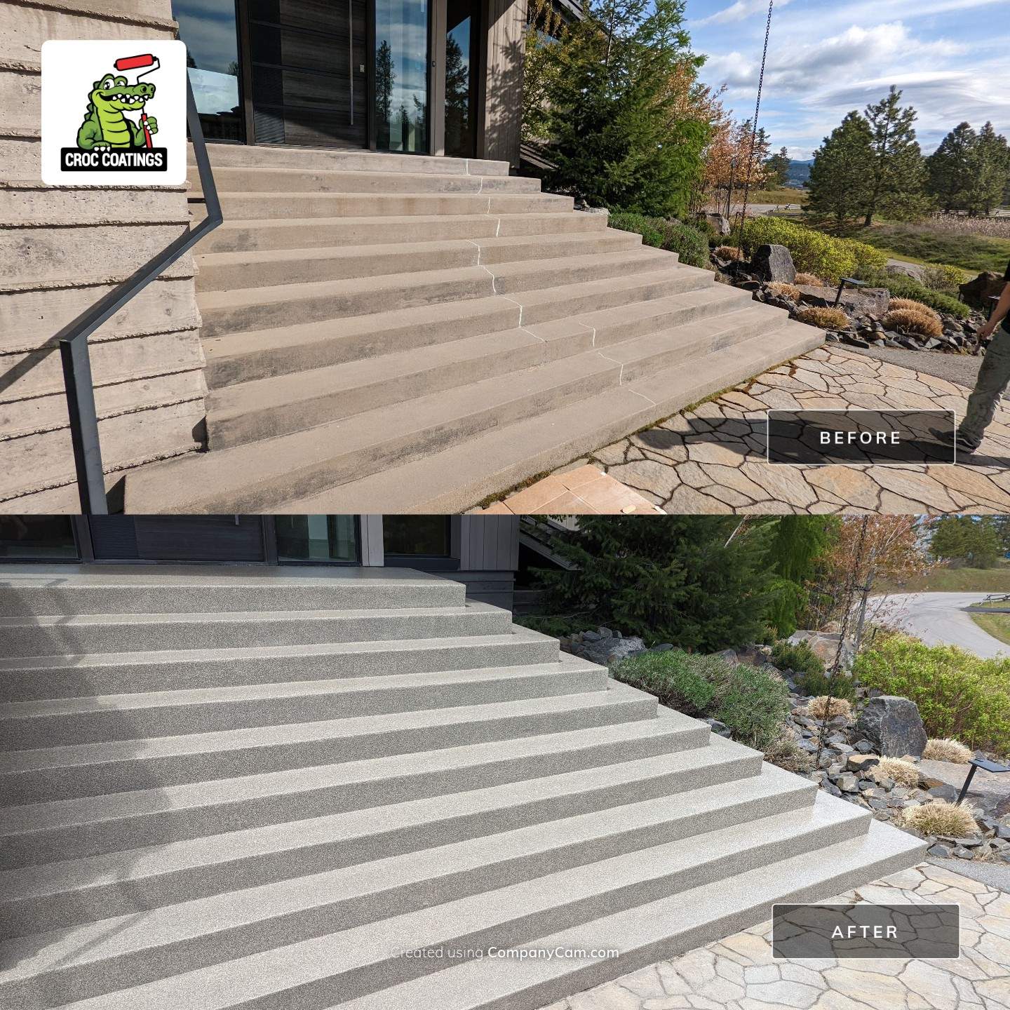 Entryway Transformation using Trail Mix 1/8" Chip by Croc Coatings, LLC