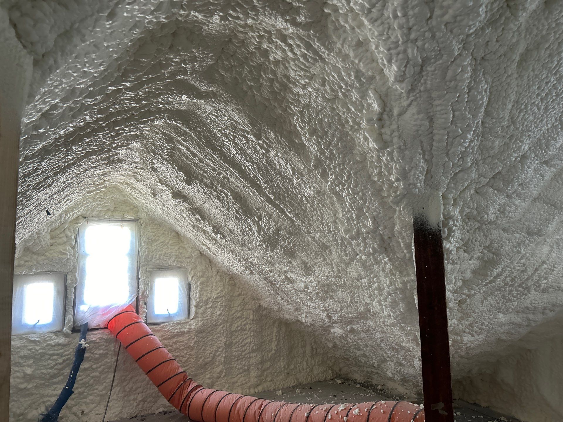 Attic Insulation using open cell spray foam by NYS Foam & Energy