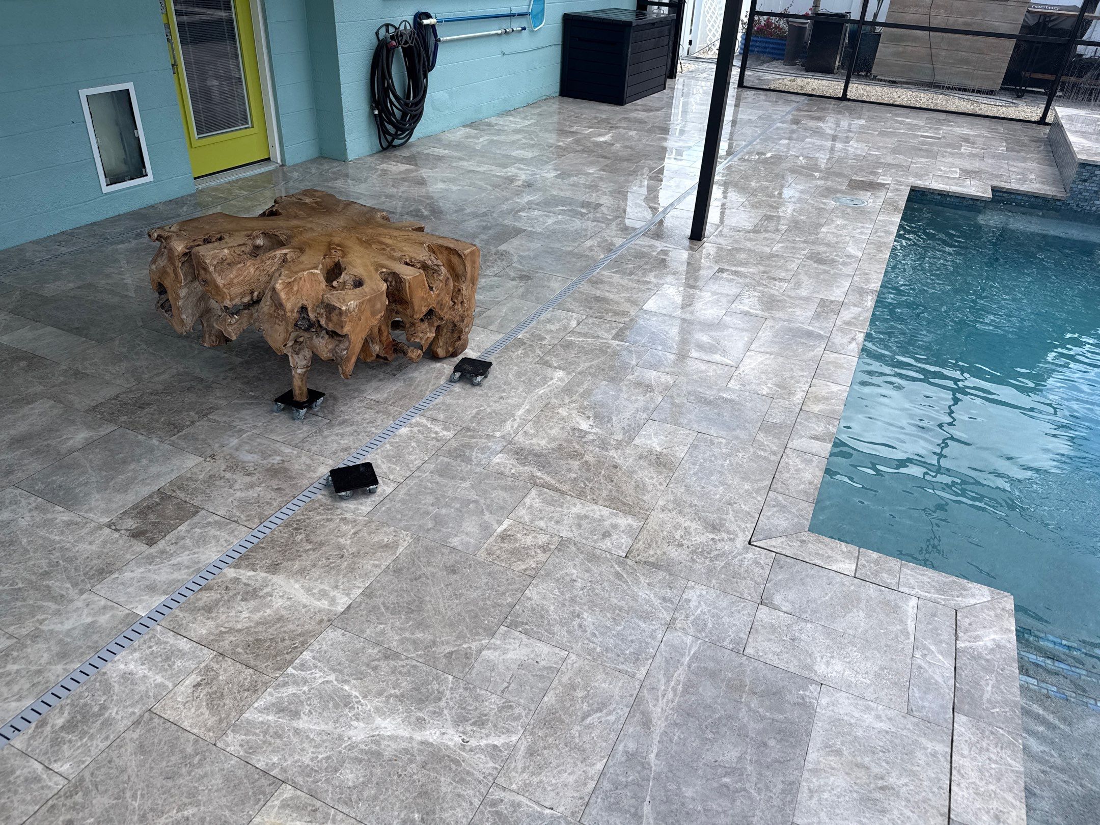 Travertine Pool Deck, Lanai & Screen Enclosure Cleaning Near Manatee River | Bradenton, FL by Sunshine AquaWash
