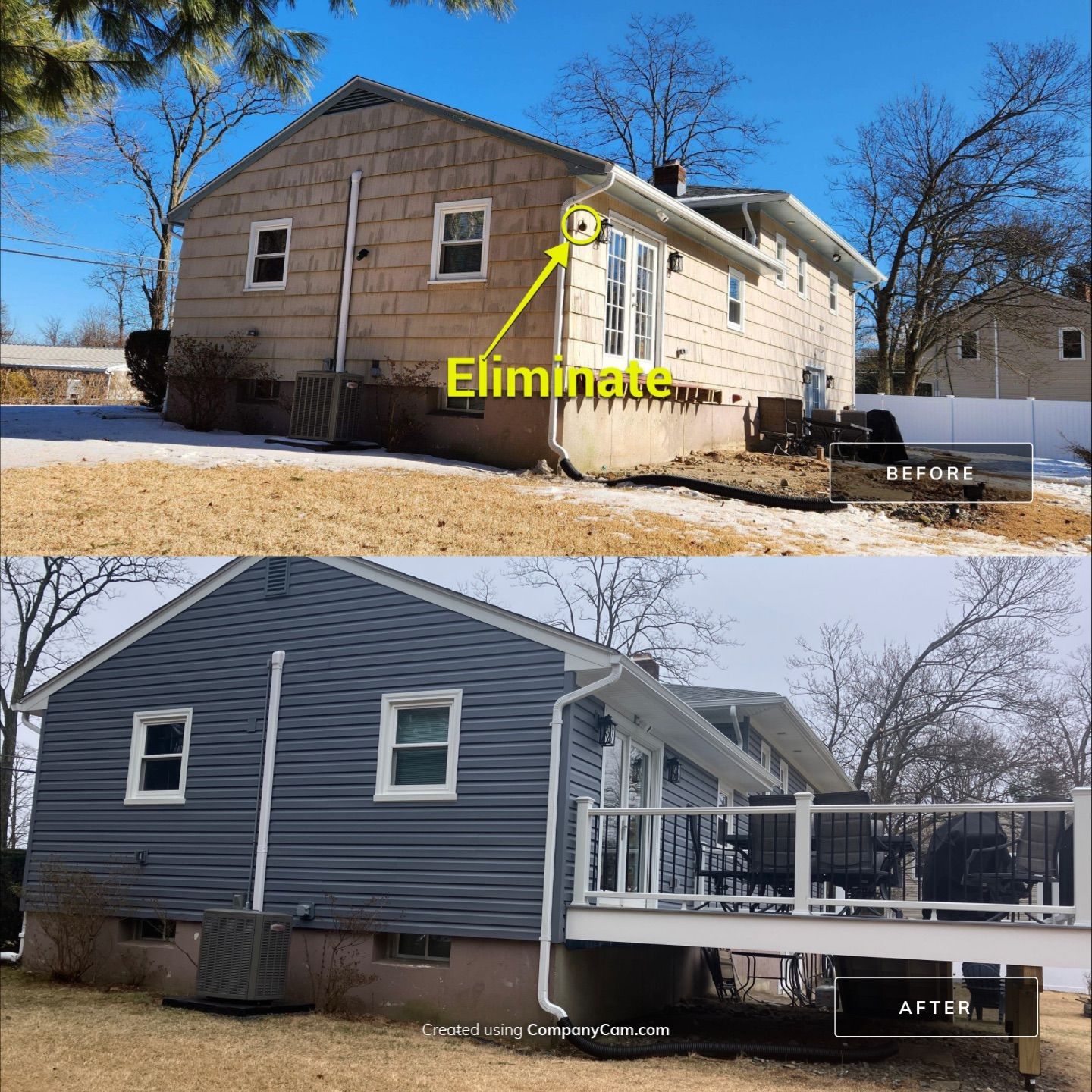 Siding transformation with Cert Monogram D/5 Dutchlap, Flagstone by DiGiorgi Roofing and Siding Inc