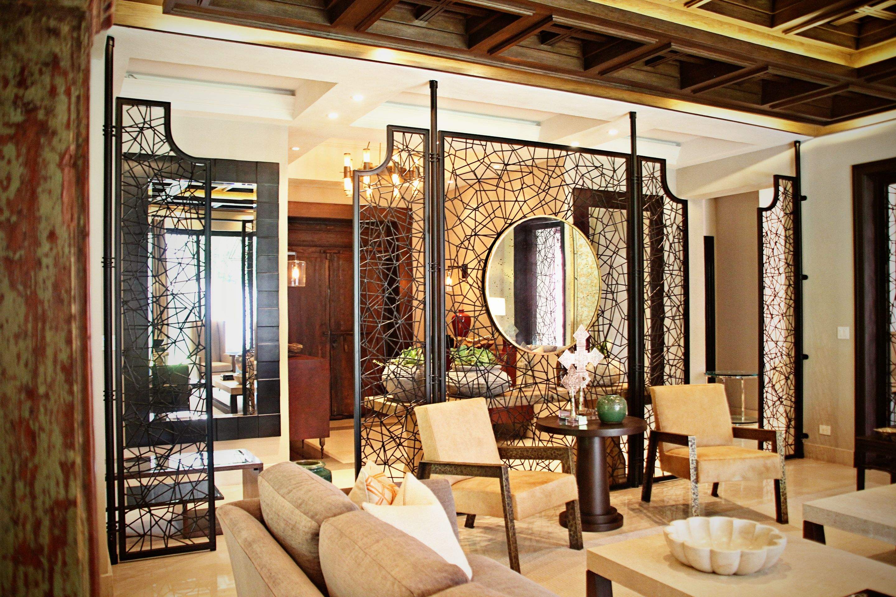 Bespoke Black Metal Geometric Room Dividers and Decorative Screens by Solara Custom Living