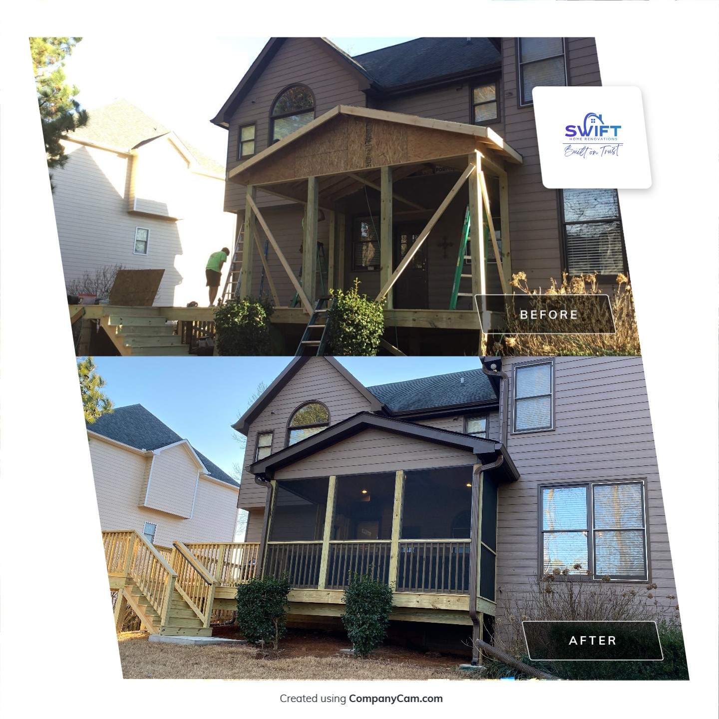 Custom Screened-In Porch and Deck Addition in Powder Springs by Swift Home Renovations