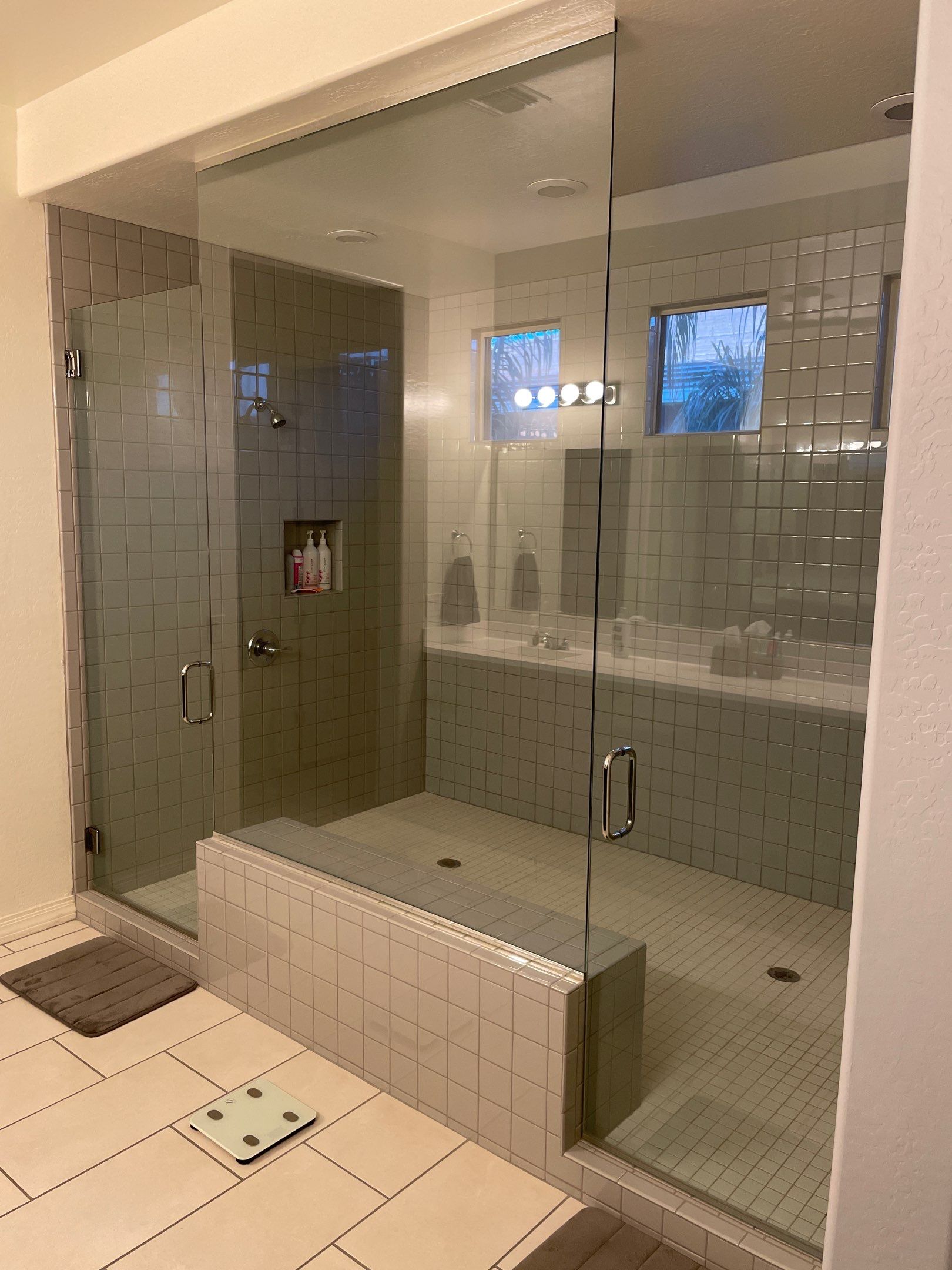 Wood Look Tile Floors and an Extra Large Shower  by Footprints Floors of Chandler 