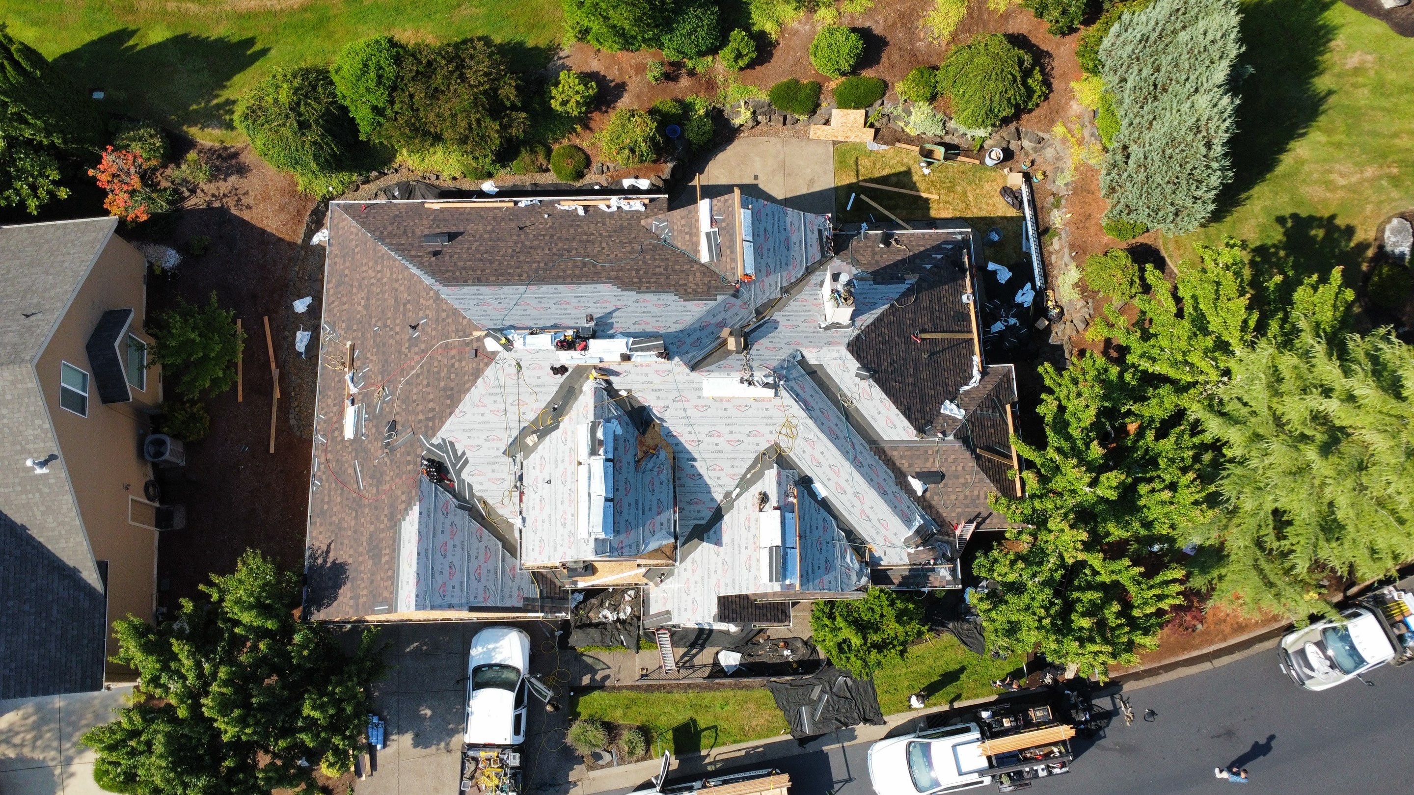Residential Roofing Installation using IKO Dynasty (Color: Shadow Brown) by Orezona Building & Roofing Company, Inc.
