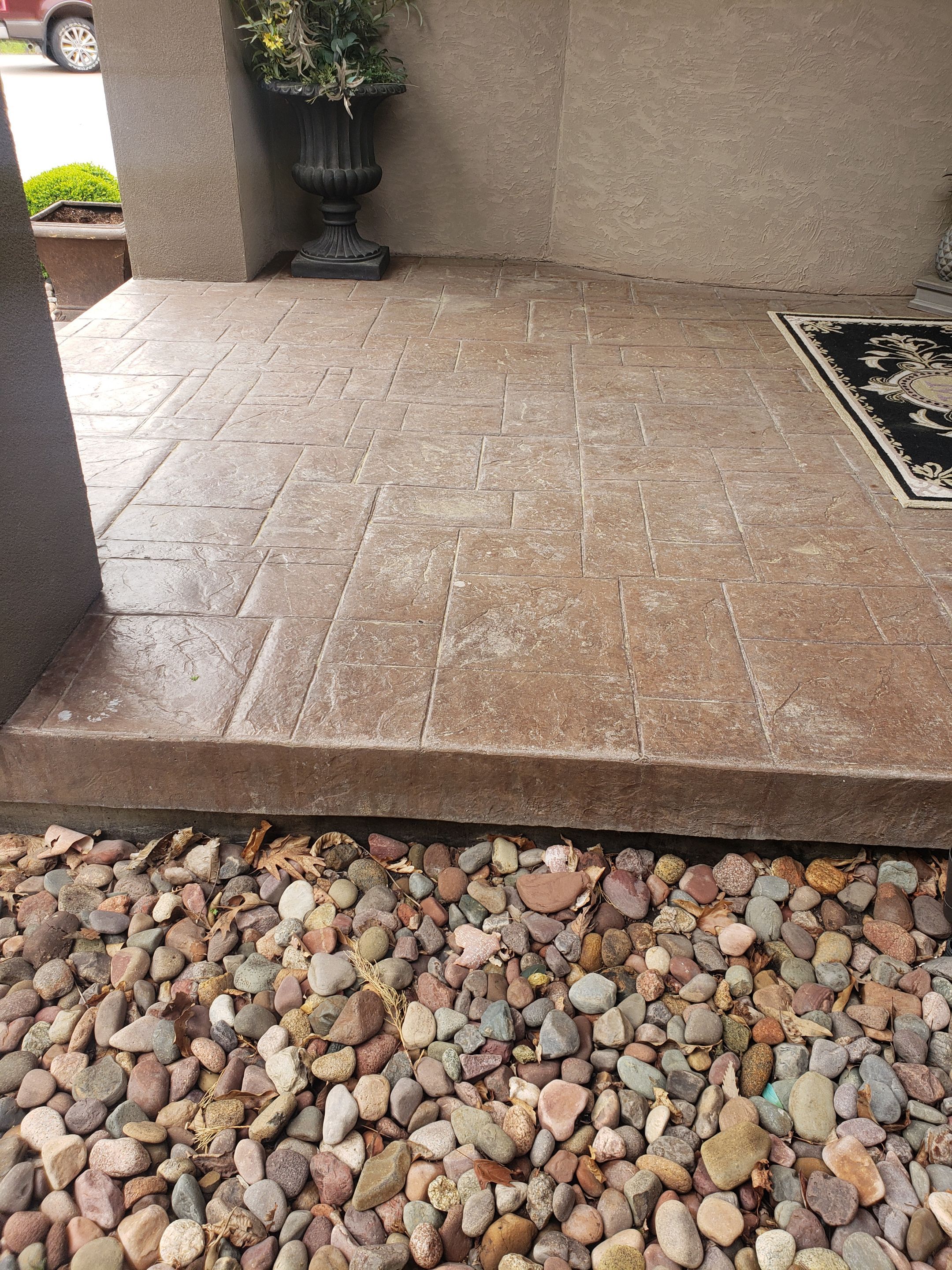 Lake Lotawana -- Front Walkway and Back Patio Tuscan Overlay by Big Red Decorative Concrete, LLC