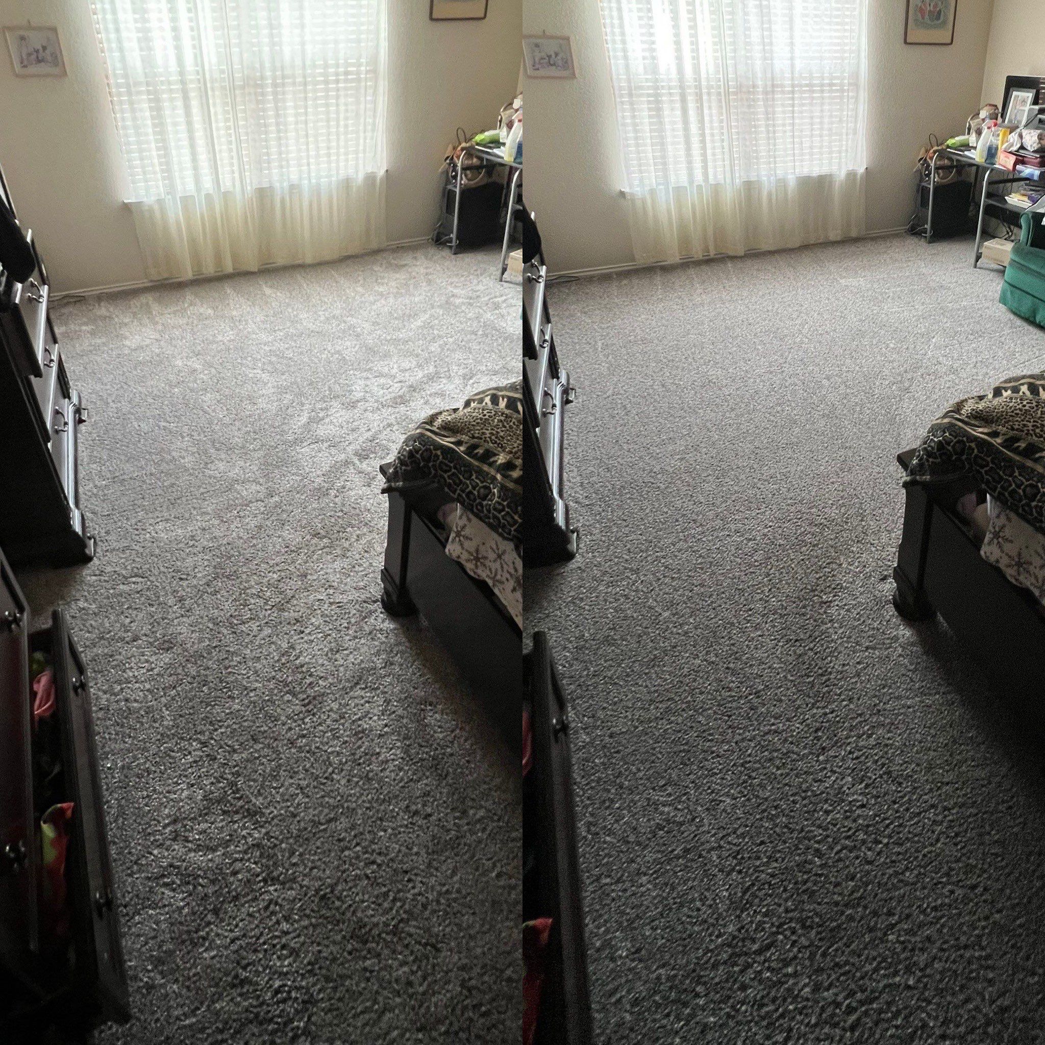 the service being done is carpet cleaning in a living space removing dirt and stains for a fresh appearance