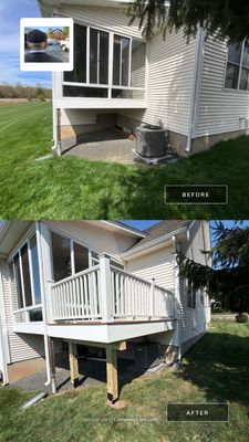 New Trex Deck, Tiki torch boards with Transcend white railings. 