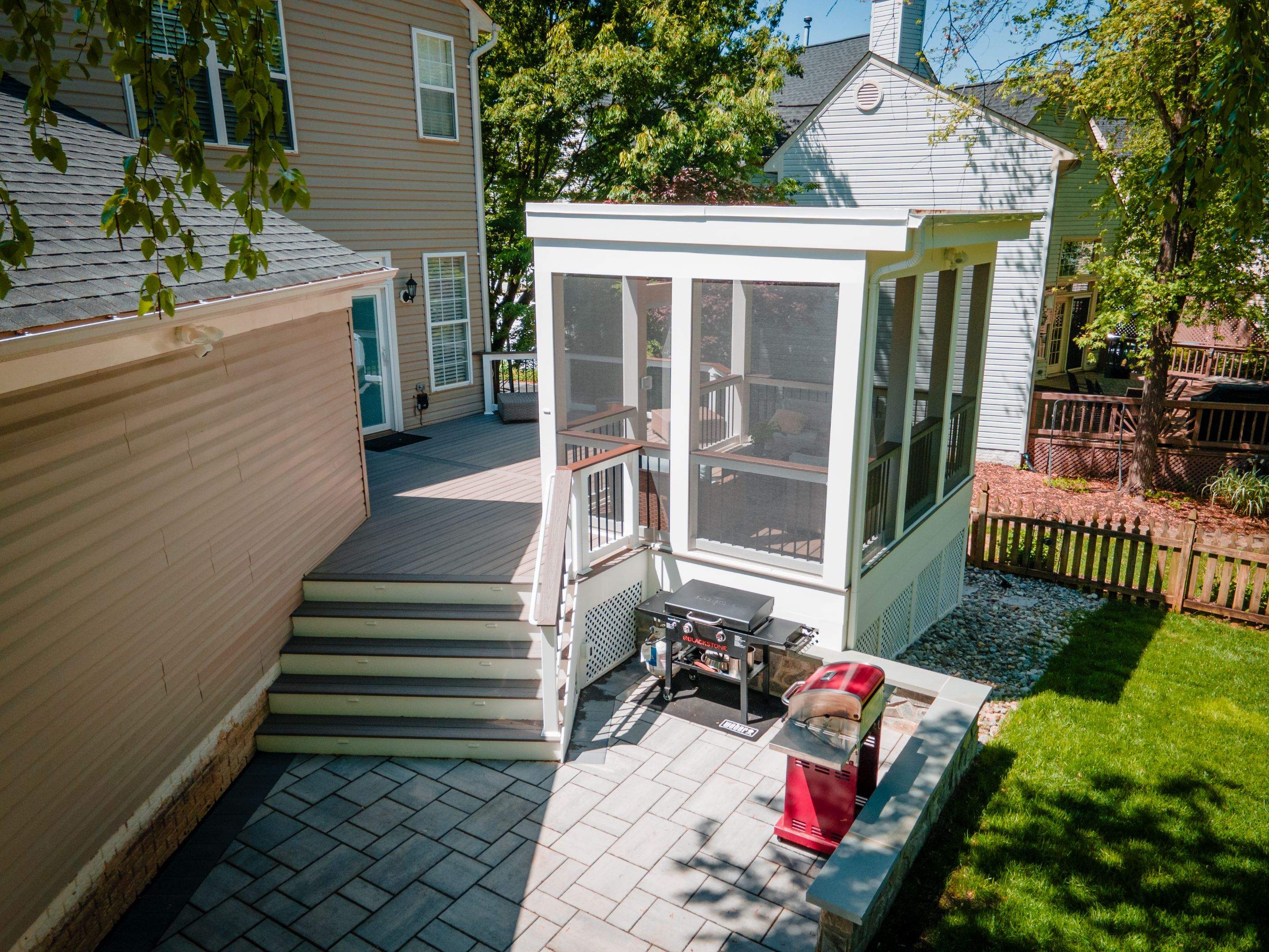 Screened-In Porch, Composite Deck & Paver Patio in Chantilly, VA by Sunburst Construction Inc