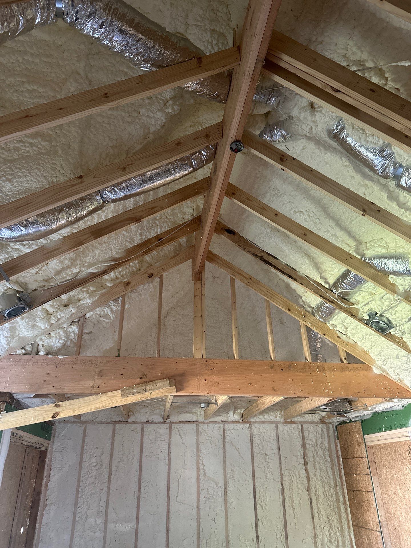 Full encapsulation with open cell spray foam on this custom home in Dallas by Apex Insulation Solutions