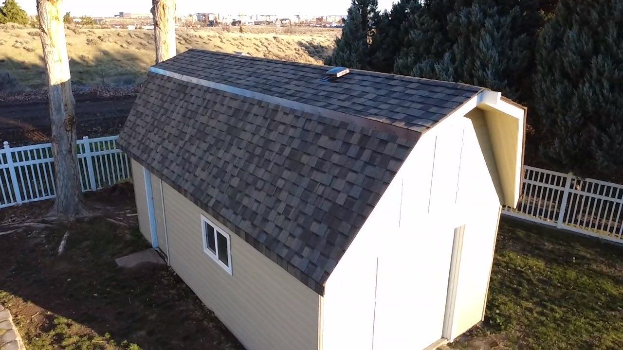 Asphalt Shingle Roof Replacement for Richland Gambrel Storage Shed by Alpine Roofing
