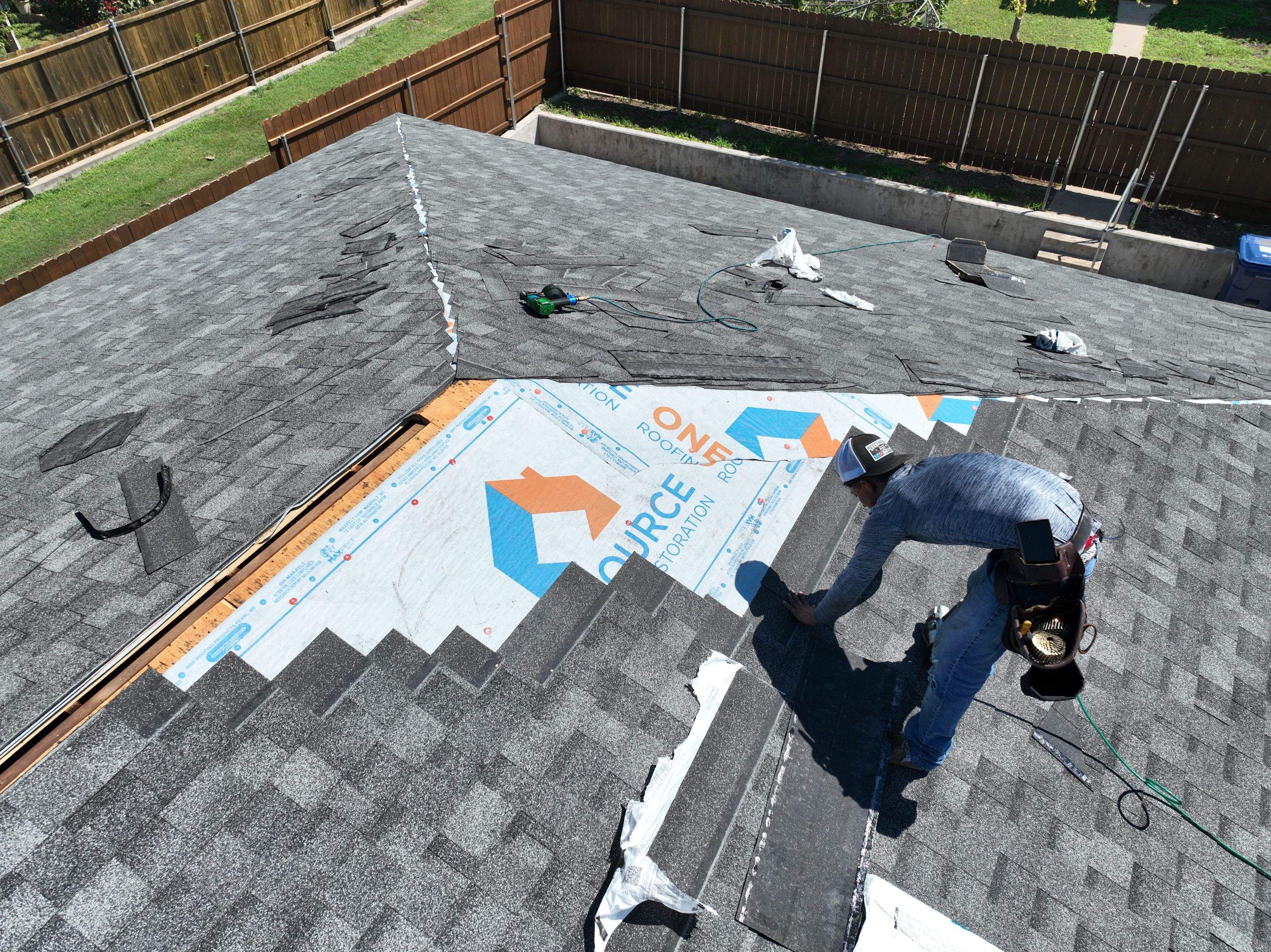 Residential Roofing Installation using IKO Cambridge Charcoal Gray by OneSource Roofing and Restoration