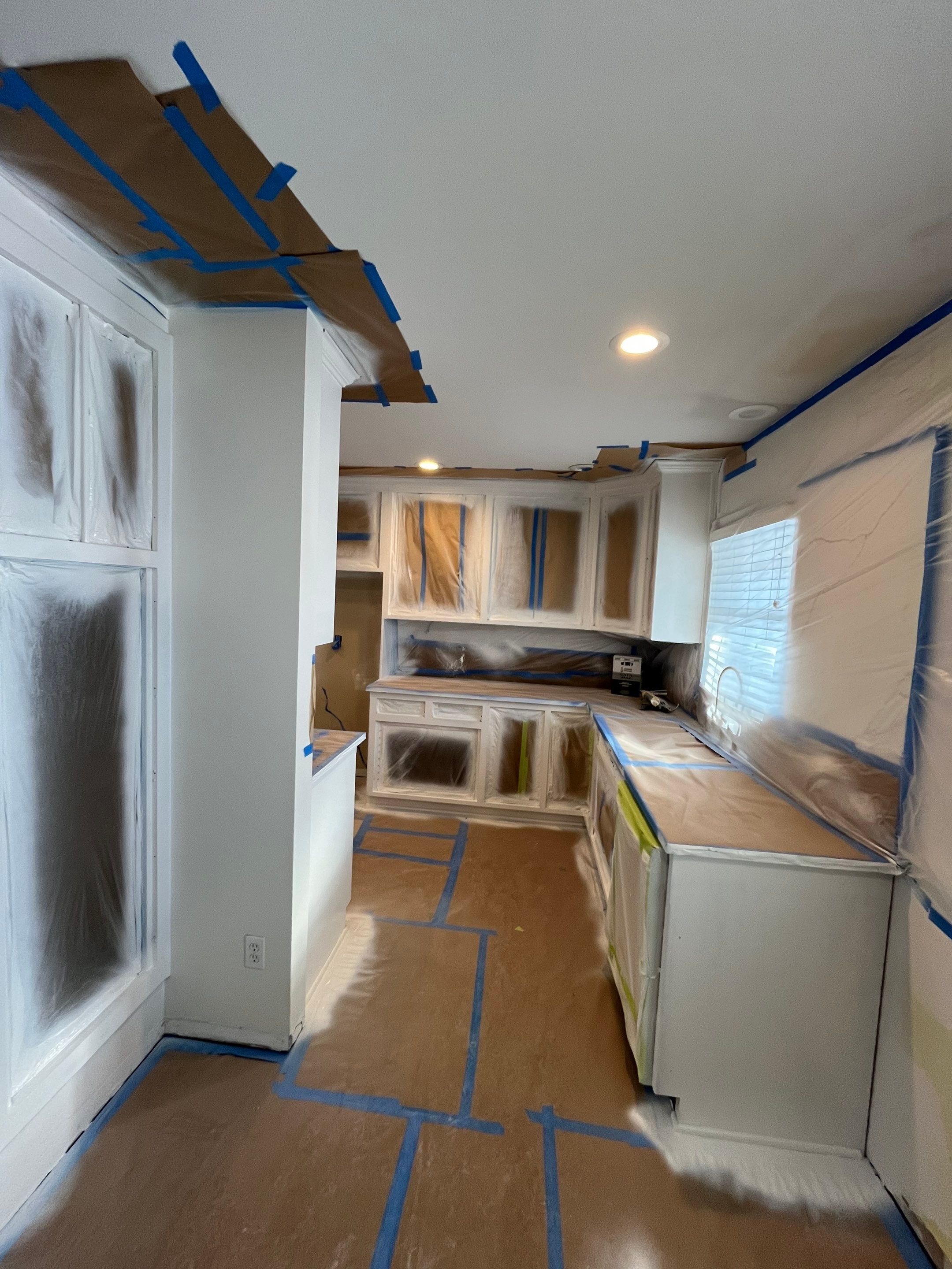 Elegant Transformation: Stained Cabinets Revamped with Sherwin-Williams Juniper by Cougar Painting