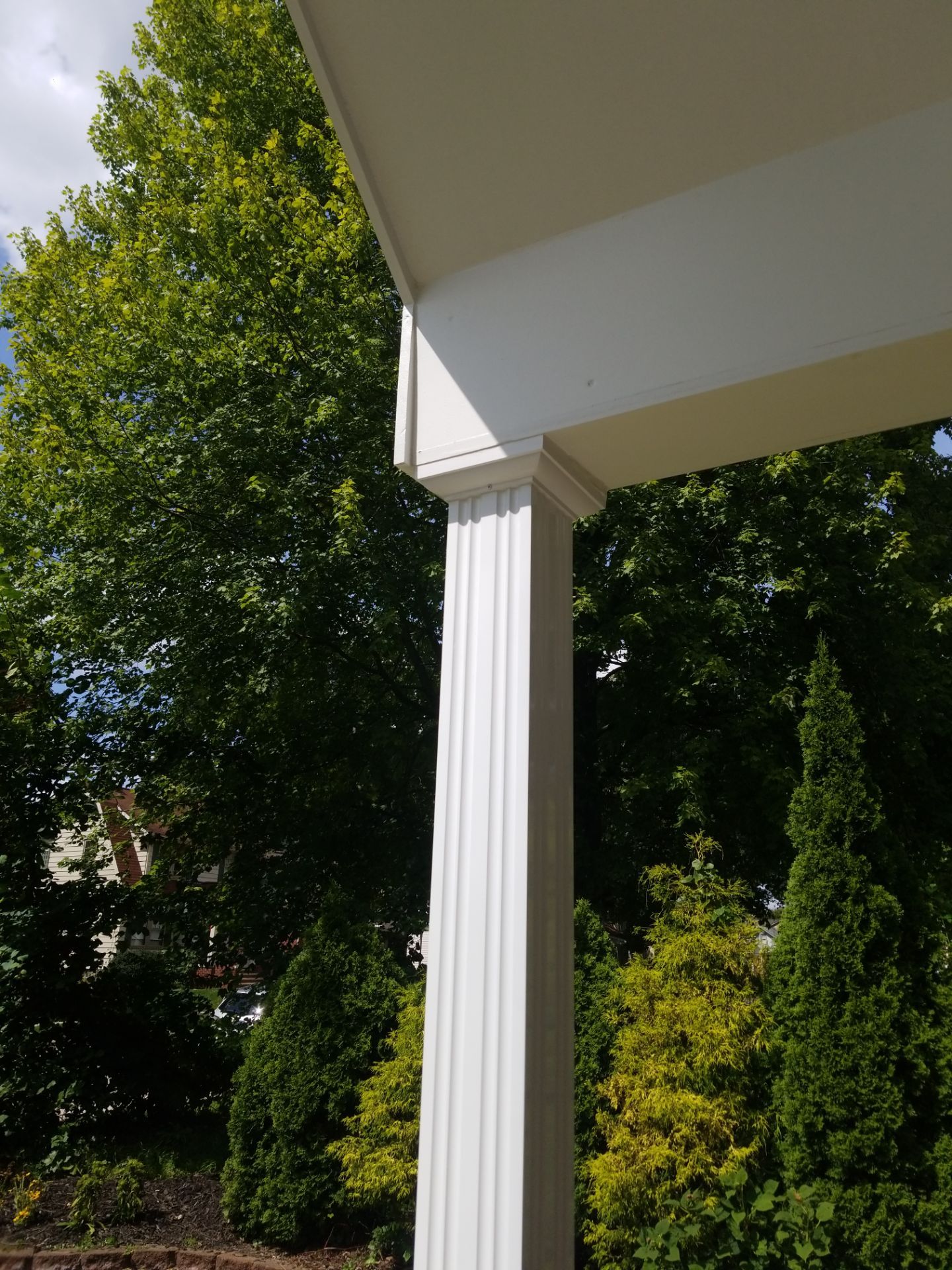 Replace old columns new carpentry repair door masonry limestone steps in Dearborn, MI by Northwest Construction 
