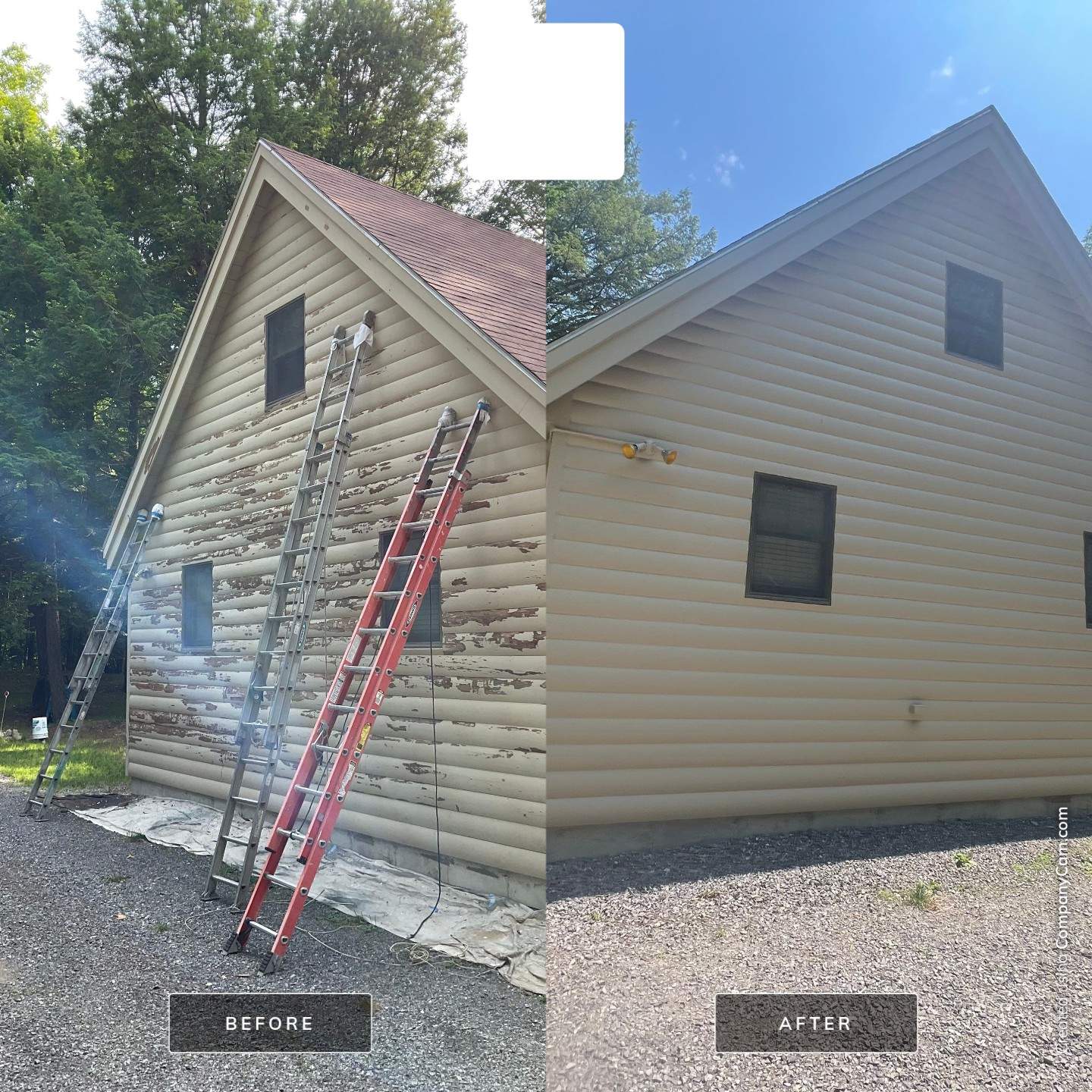 Log Cabin Exterior Restoration and Siding Staining in Readfield by Picture Perfect Pro Painting