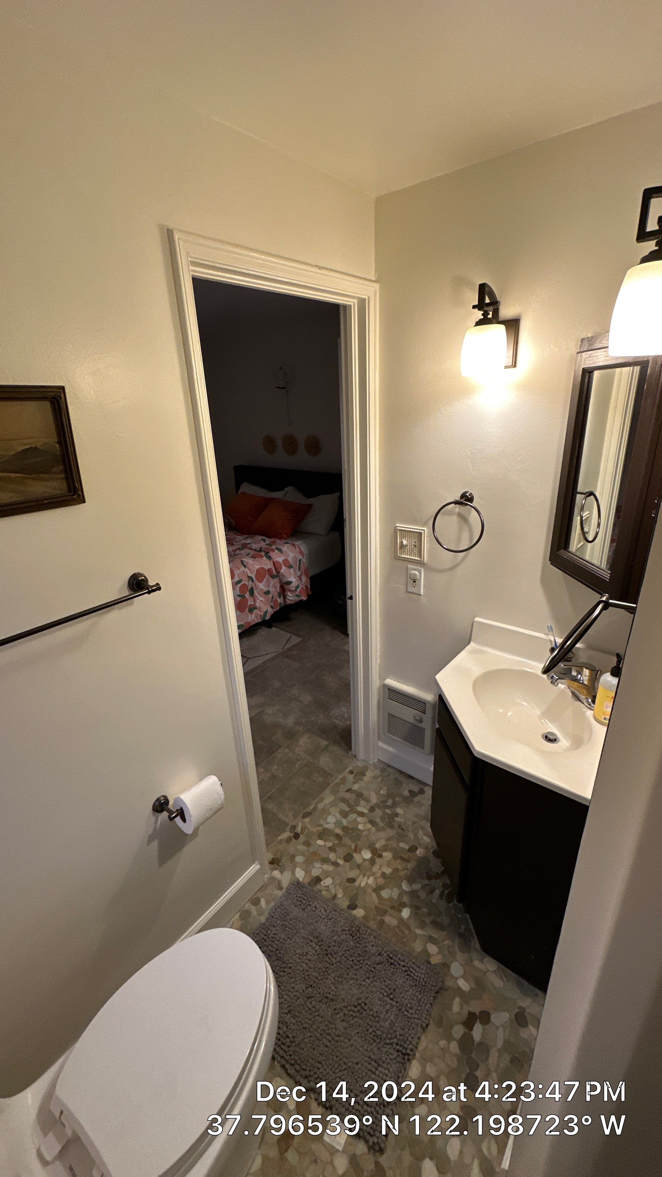Bathroom-drywall repair and repaint by Herrera’s Bay Area Painting inc.