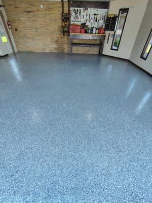Garage Floor Coating with Crack Repair in Yankton