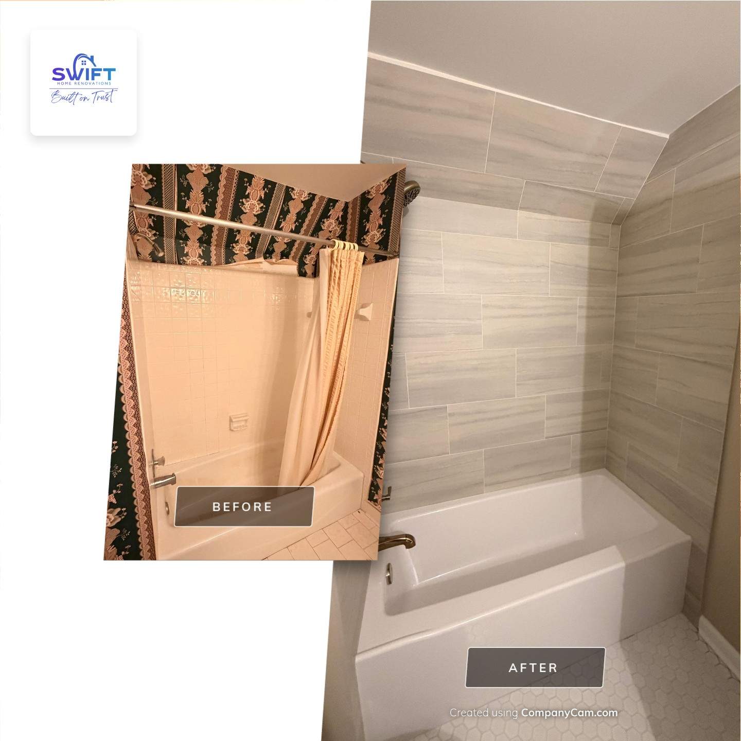 Modern Bathroom Remodel With Quartz Countertops and Hexagonal Tile in Acworth by Swift Home Renovations