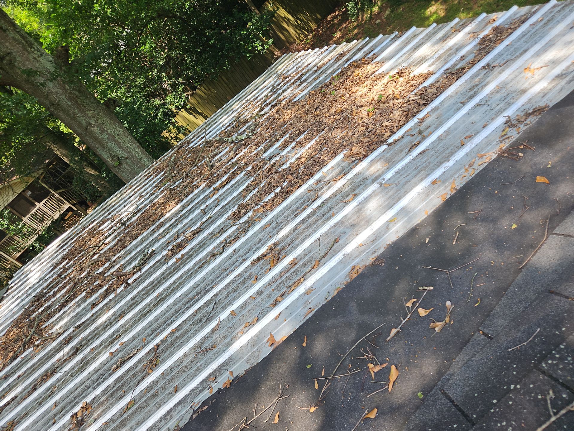 Back Porch Roof Replacement in Crestline (Charcoal) by The Roofing Dudes