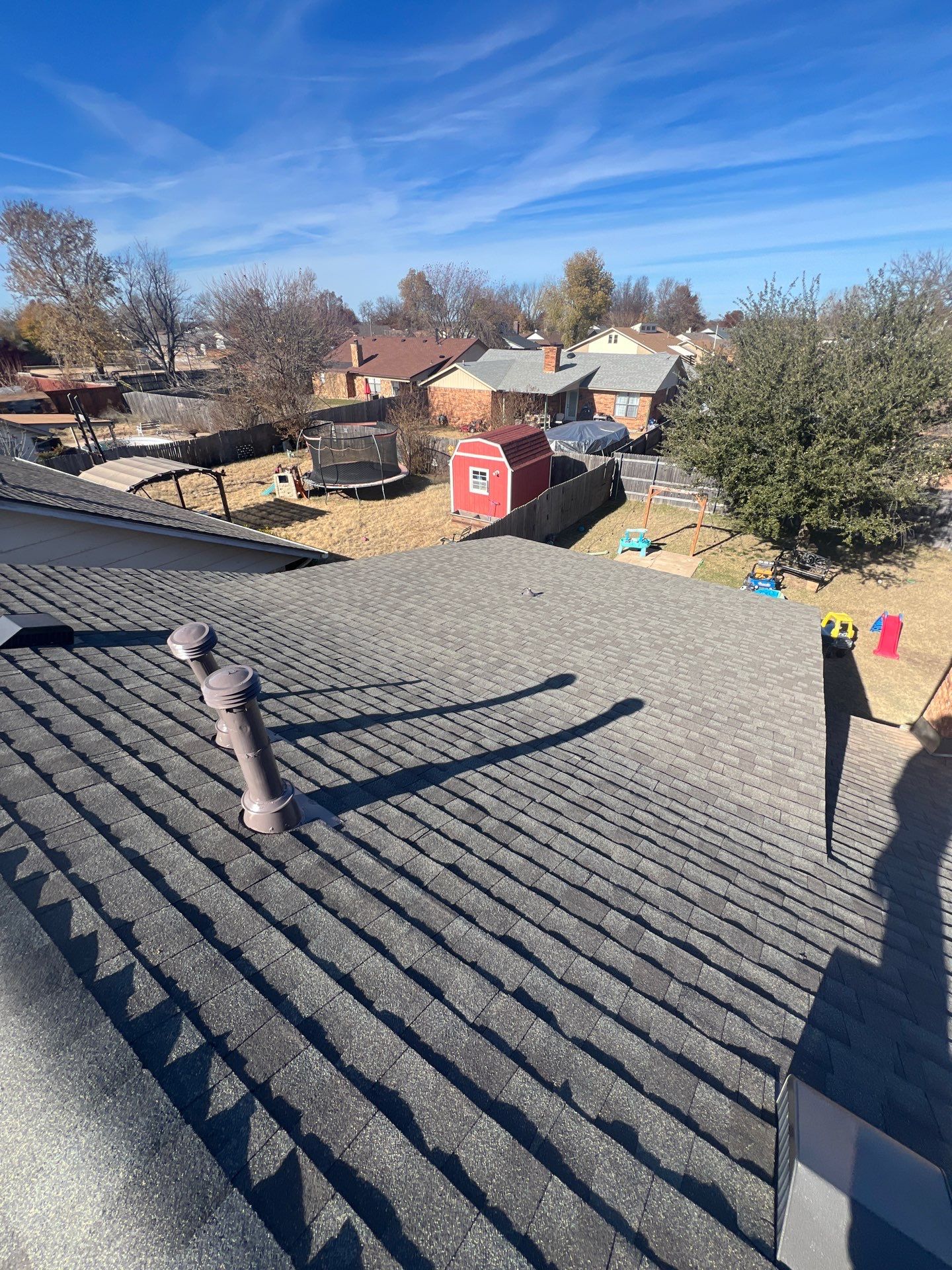 roof and vent replacement & chimney flashing replacement in Moore by McCann's Roofing and Construction