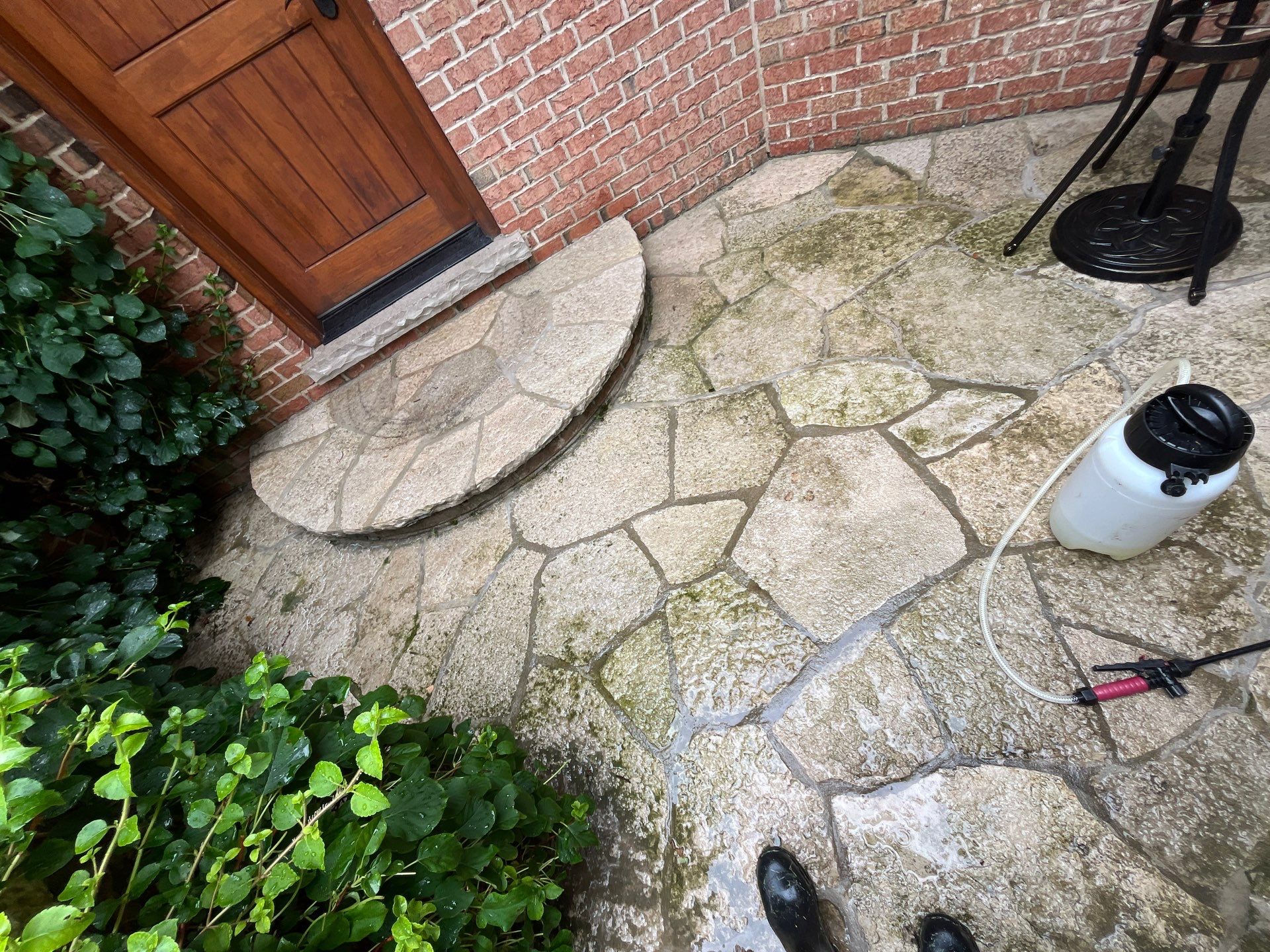 natural stone using Algaecide, soft wash soap by Northern Power Washing LLC.