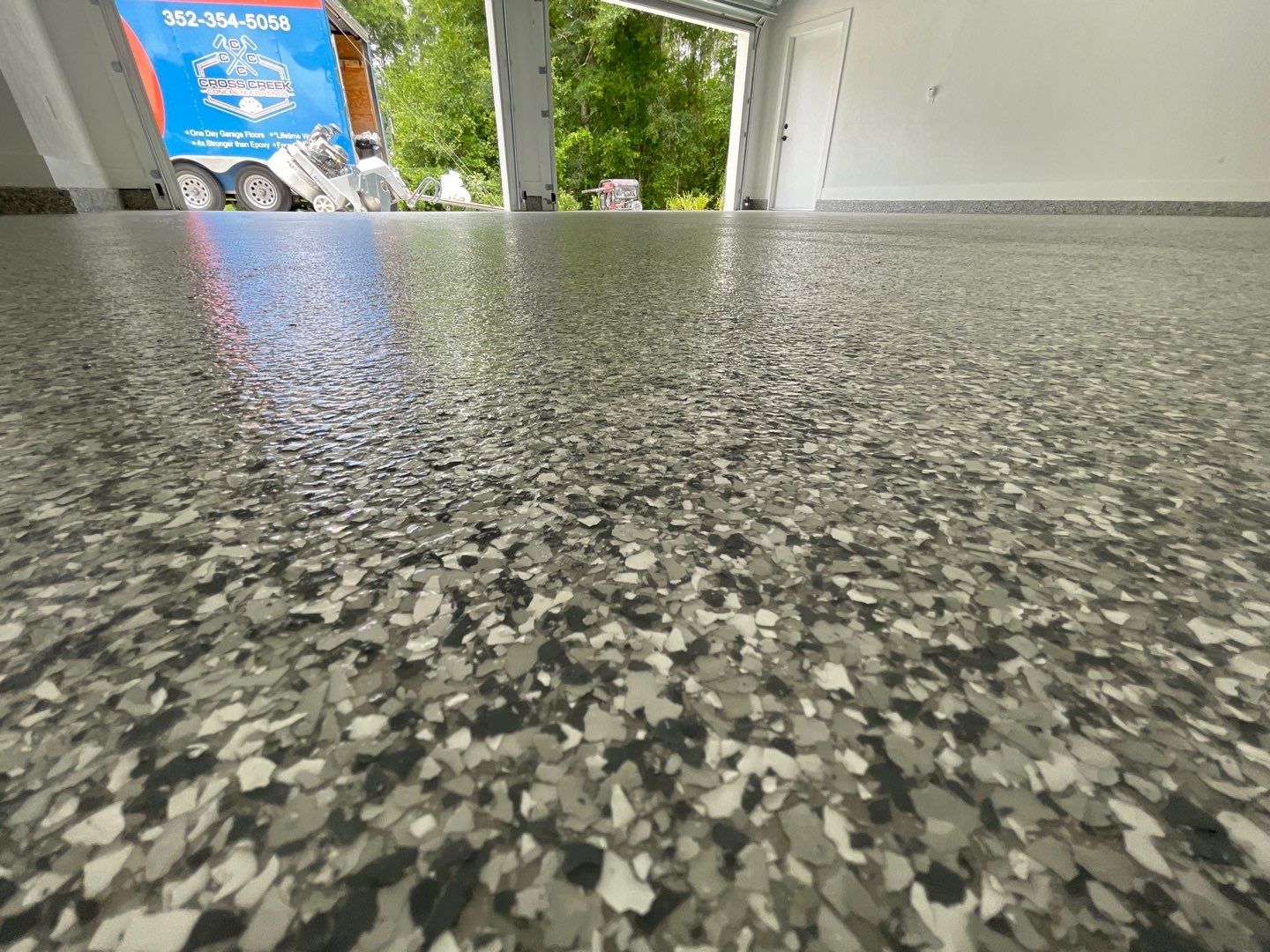 Garage Project in Archer, FL in Slate Stone by Cross Creek Concrete Coatings