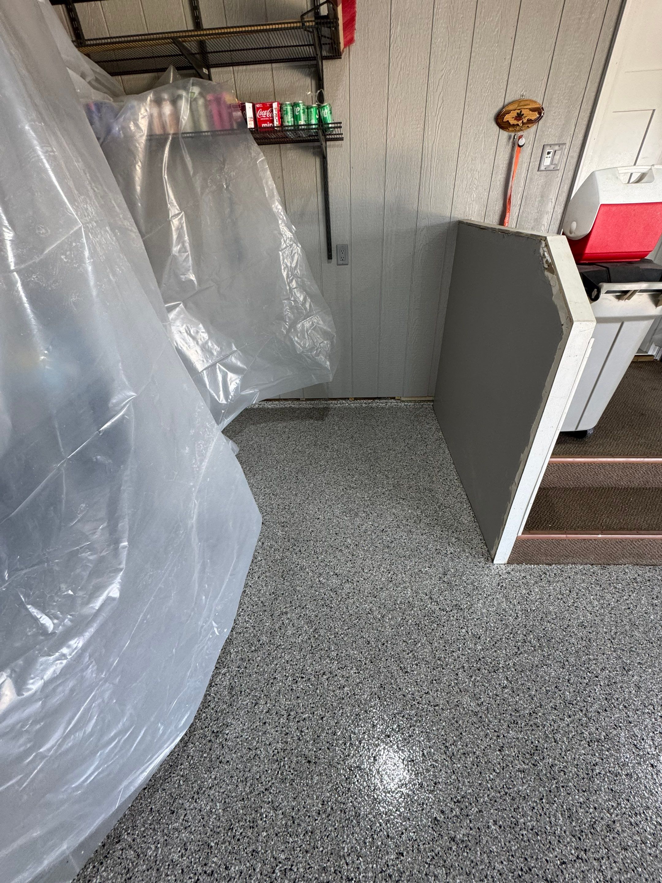 High-Gloss Grey Epoxy Floor Coating for Inwood Garage by Select Painting, Coatings & Garage Cabinets