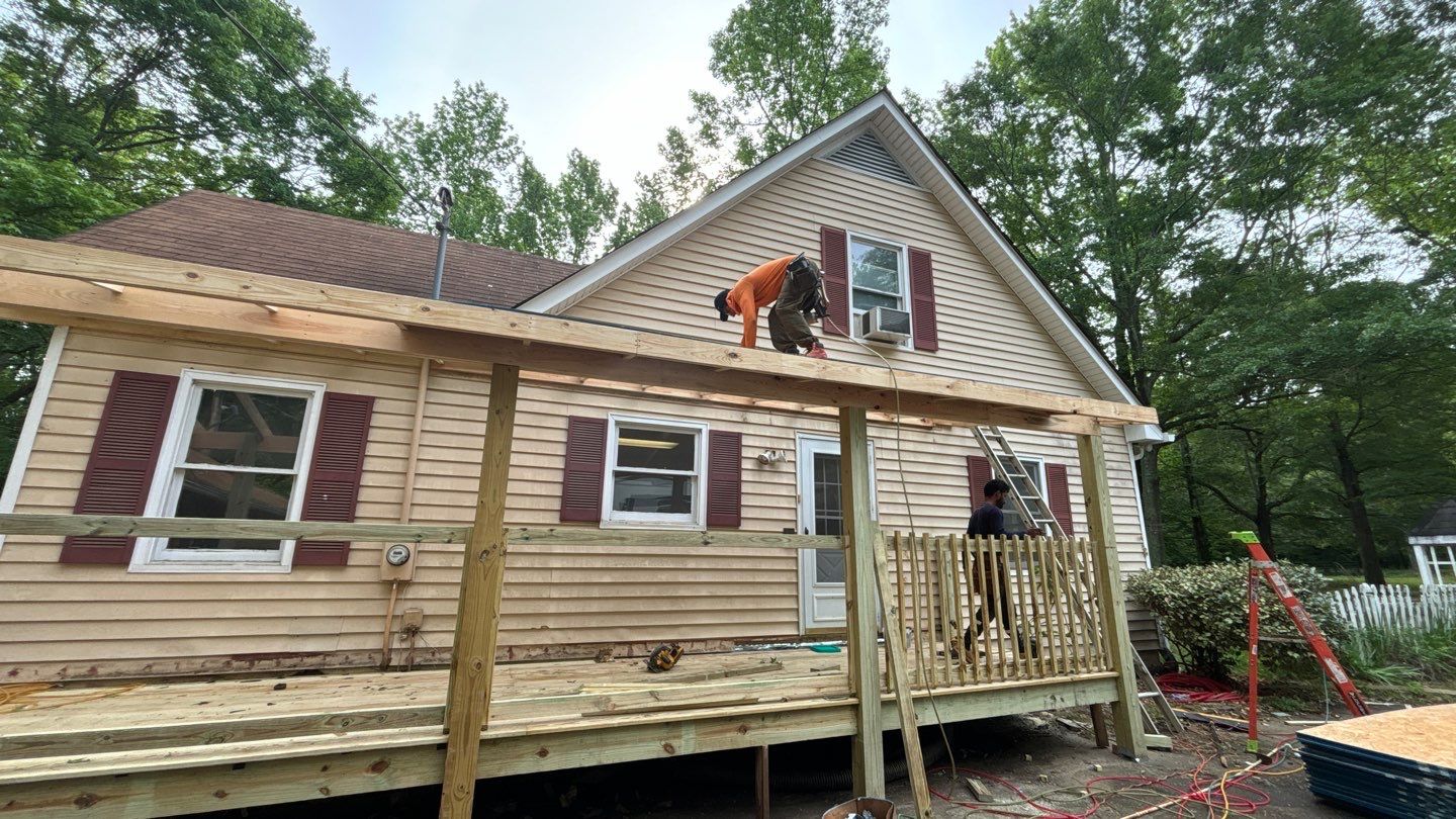 Roof Replacement and cover porch  by Deerfield Roofing LLC